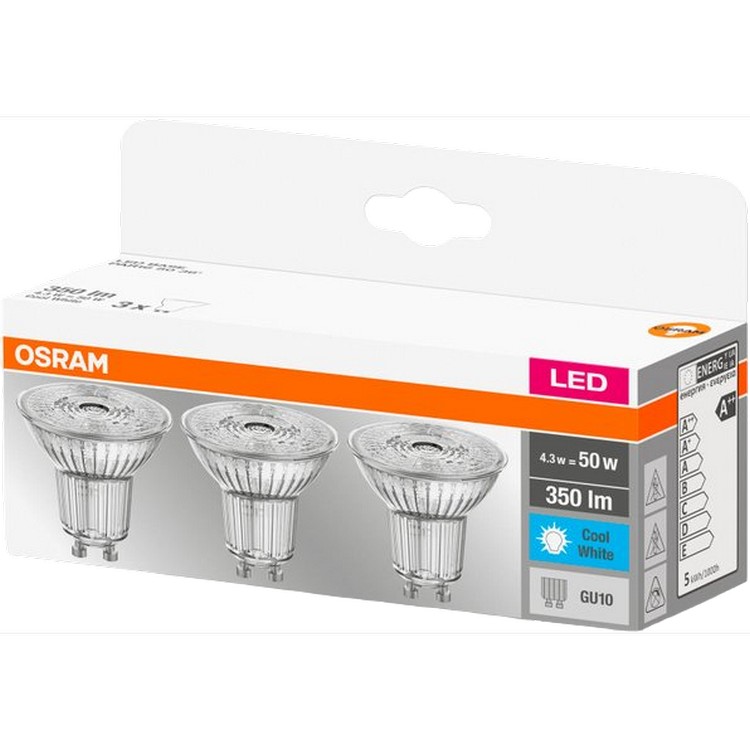 Набір ламп Osram LED GU10 4.3W 4000К 350Lm PAR16 3 шт. (4058075818415) - фото 1