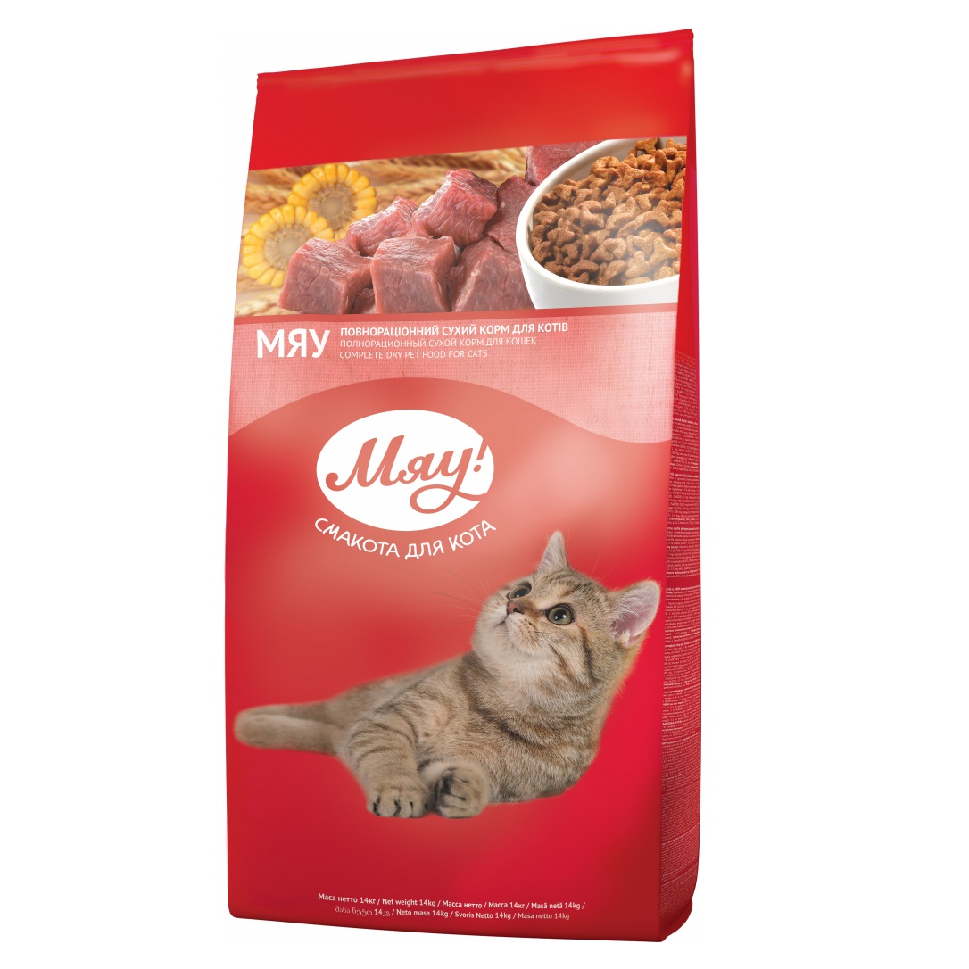 Сухой корм для кошек Мяу, с телятиной, 14 кг (B1281001) - фото 1