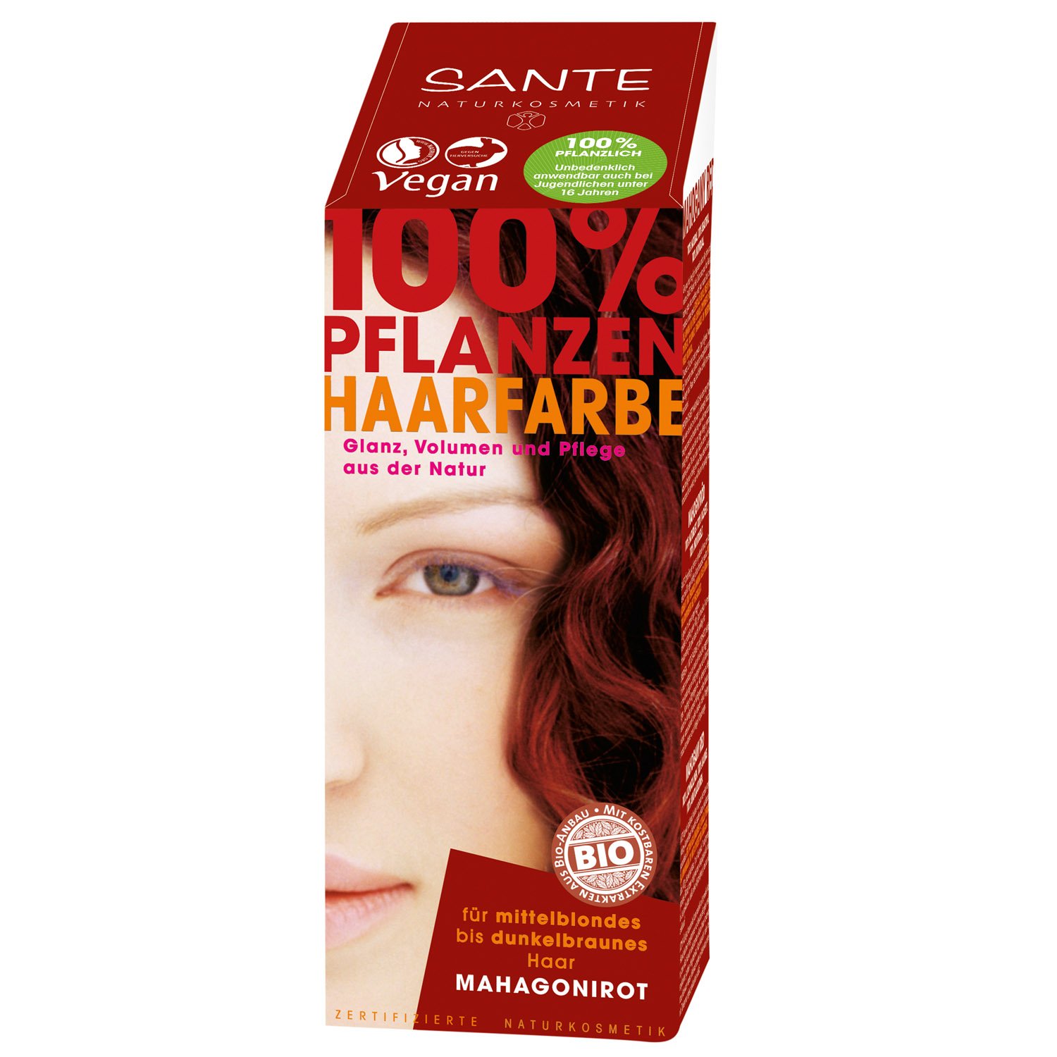 Био-краска для волос Sante Mahagony Red, порошковая, растительная, 100 г - фото 1