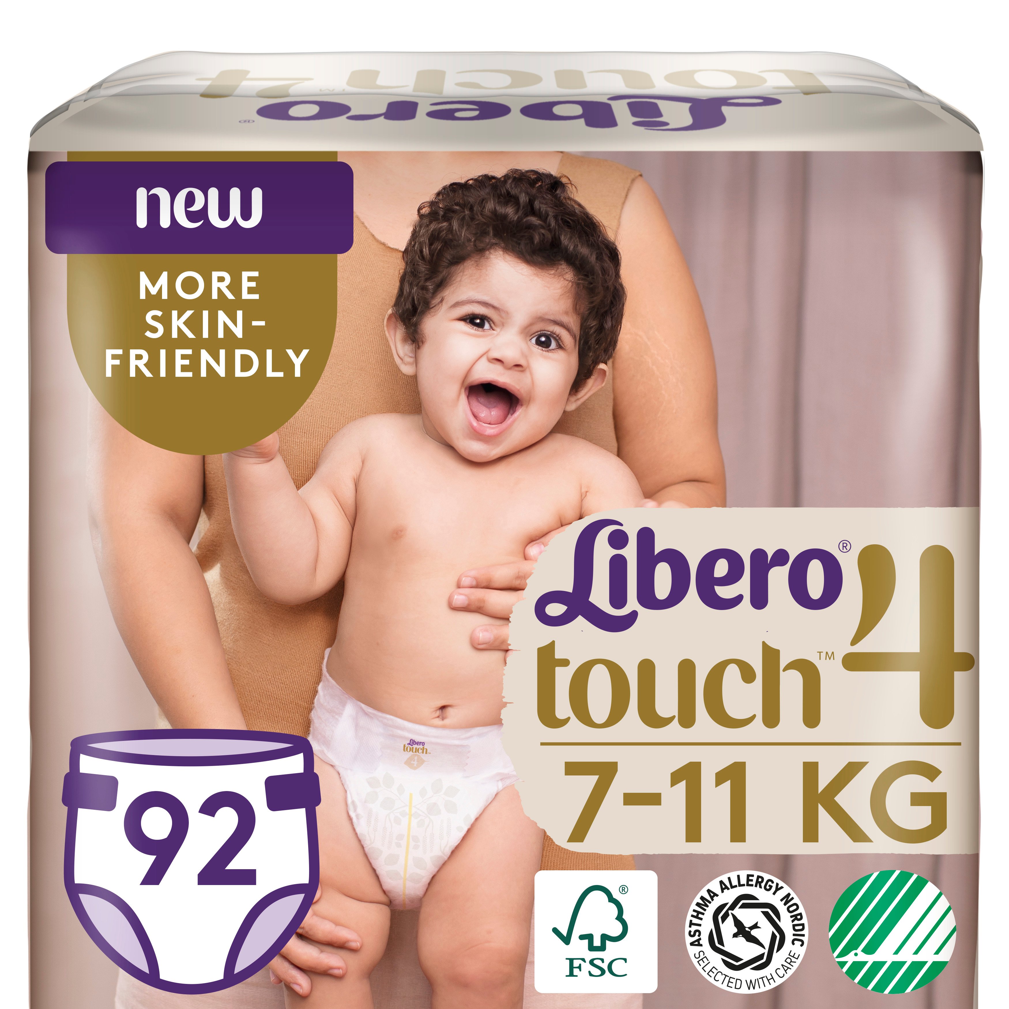 Набір підгузків Libero Touch 4 (7-11 кг), 92 шт. (2 уп. по 46 шт.) - фото 1