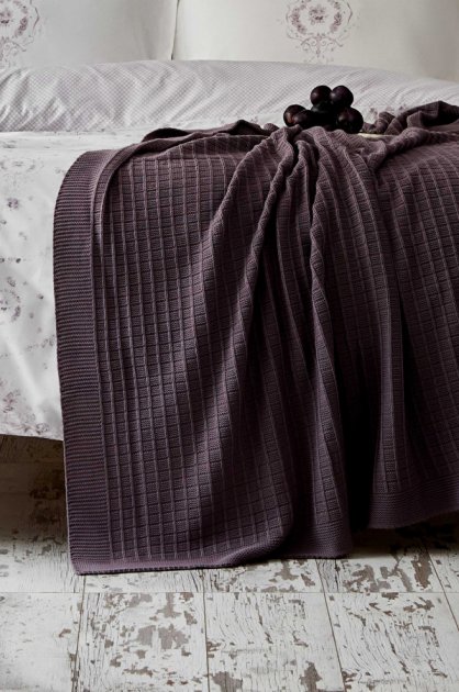 Набор постельное белье с пледом Karaca Home Quatre delux murdum 2020-1, евро, фиолетовый, 5 предметов (svt-2000022237086) - фото 3