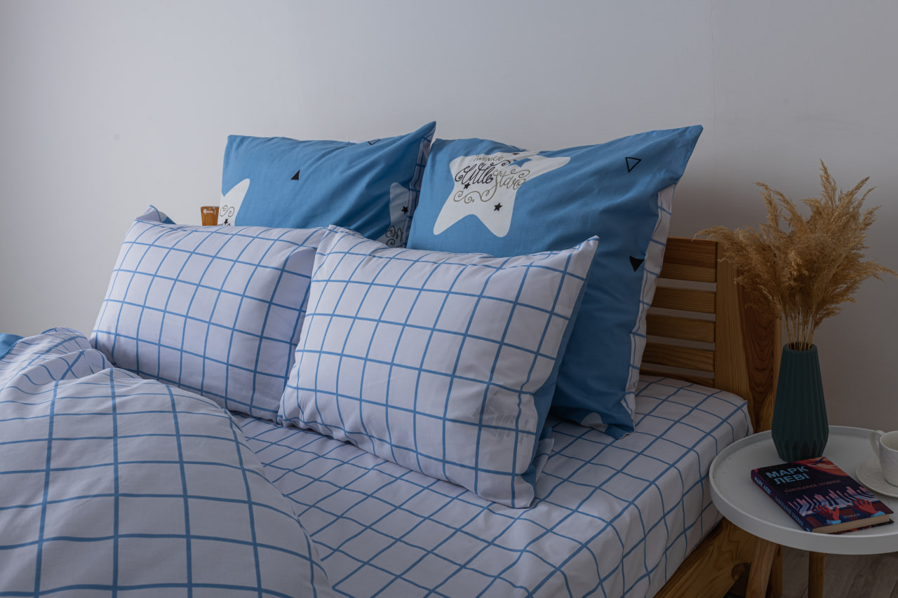 Комплект постельного белья ТЕП Happy Sleep Blue Check семейный голубой с белым (2-03797_25208) - фото 5
