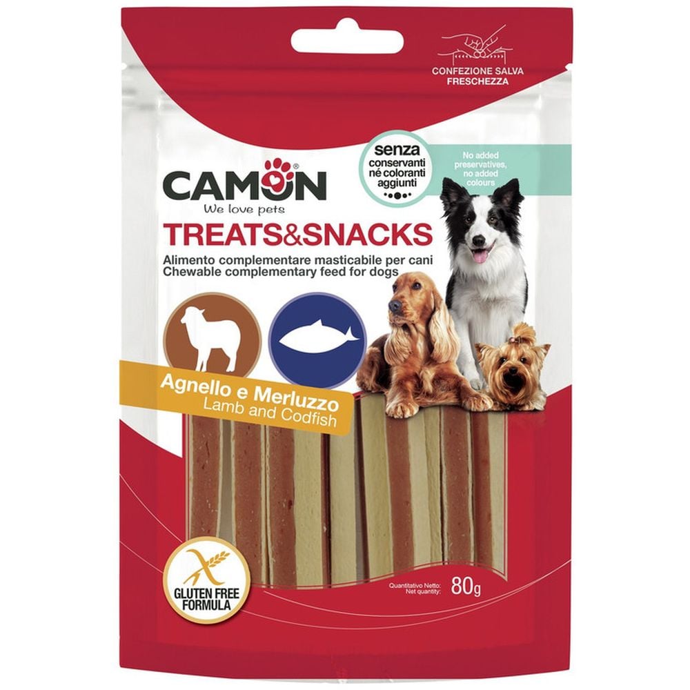Лакомство для собак Camon Treats & Snacks Сэндвич с ягненком и треской, 80 г - фото 1