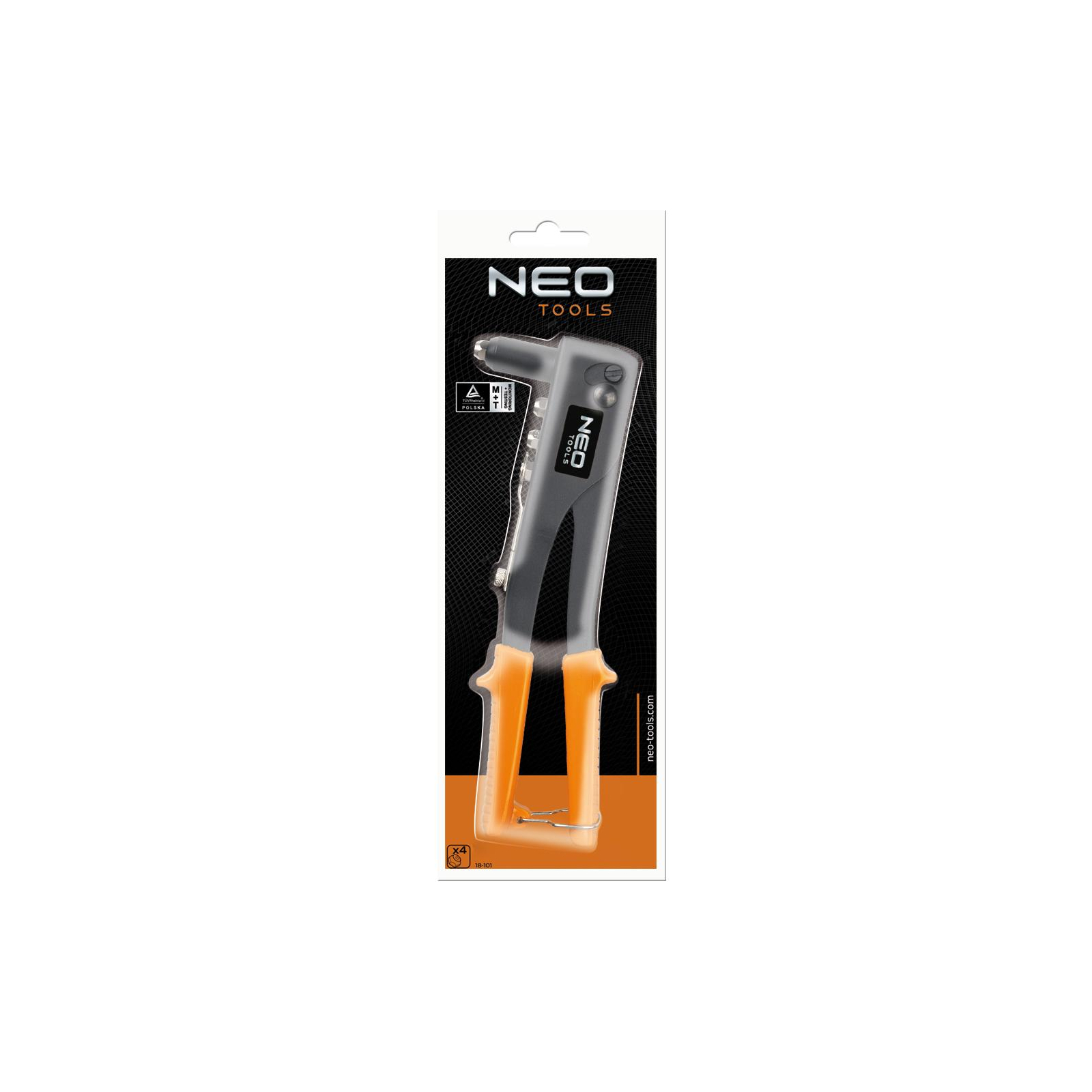 Заклепувальник Neo Tools заклепки 2.4, 3.2, 4, 4.8 мм (18-101) - фото 2