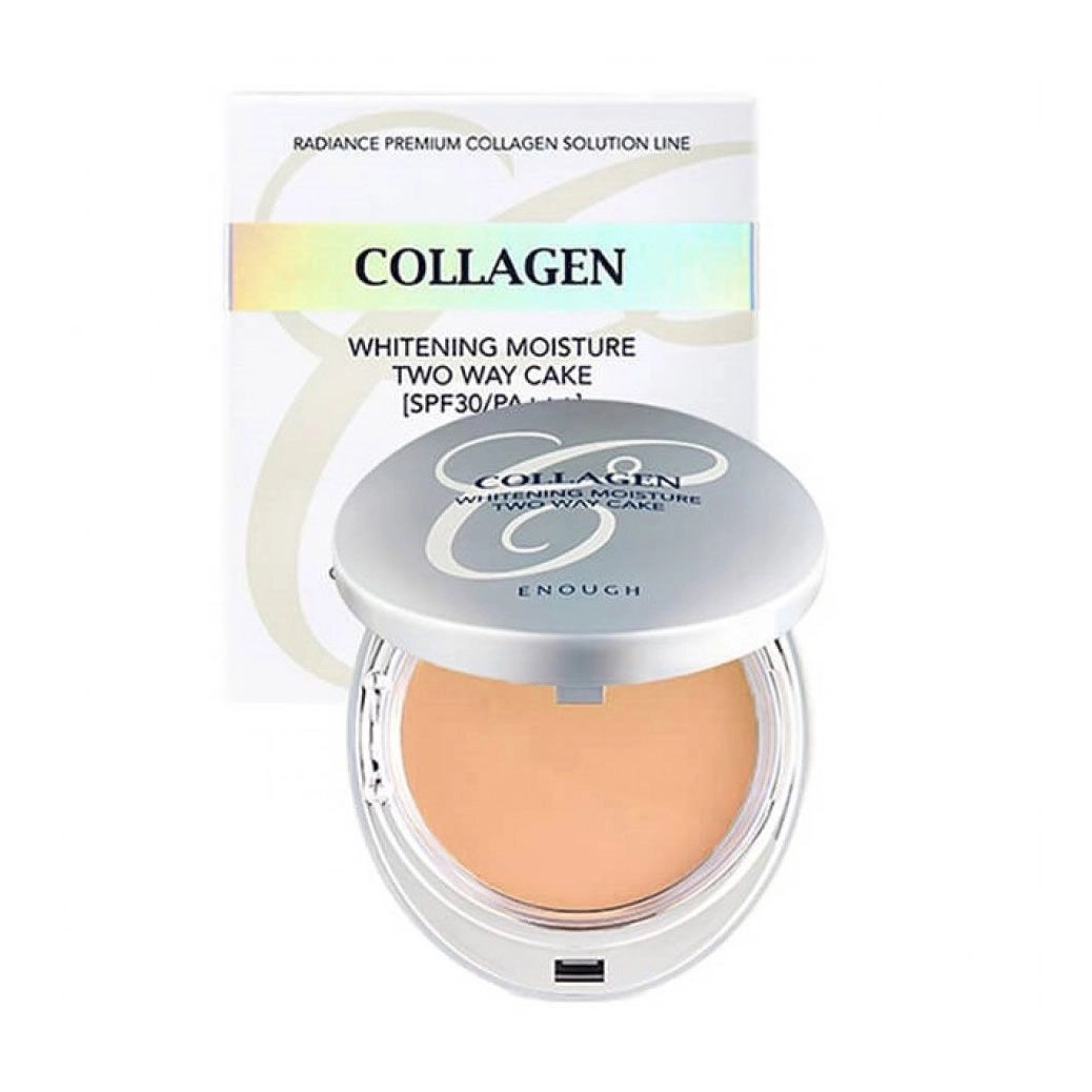 Компактна пудра для обличчя Enough Collagen 3 in 1 Whitening Moisture Two Way Cake, відтінок 21, 13 г - фото 1