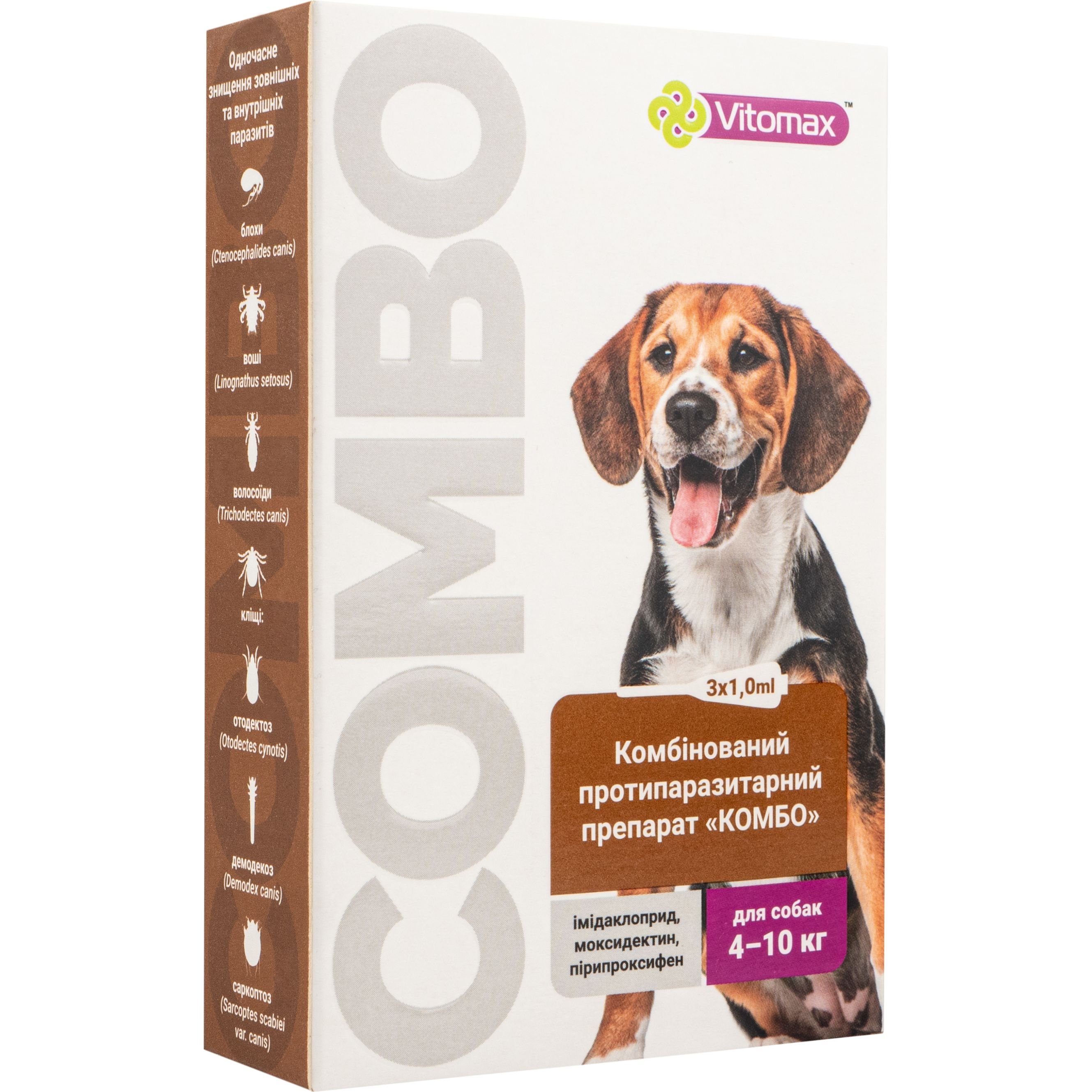 Краплі Vitomax комбо для собак 4 -10 кг, 1.0 мл, 3 шт. - фото 1