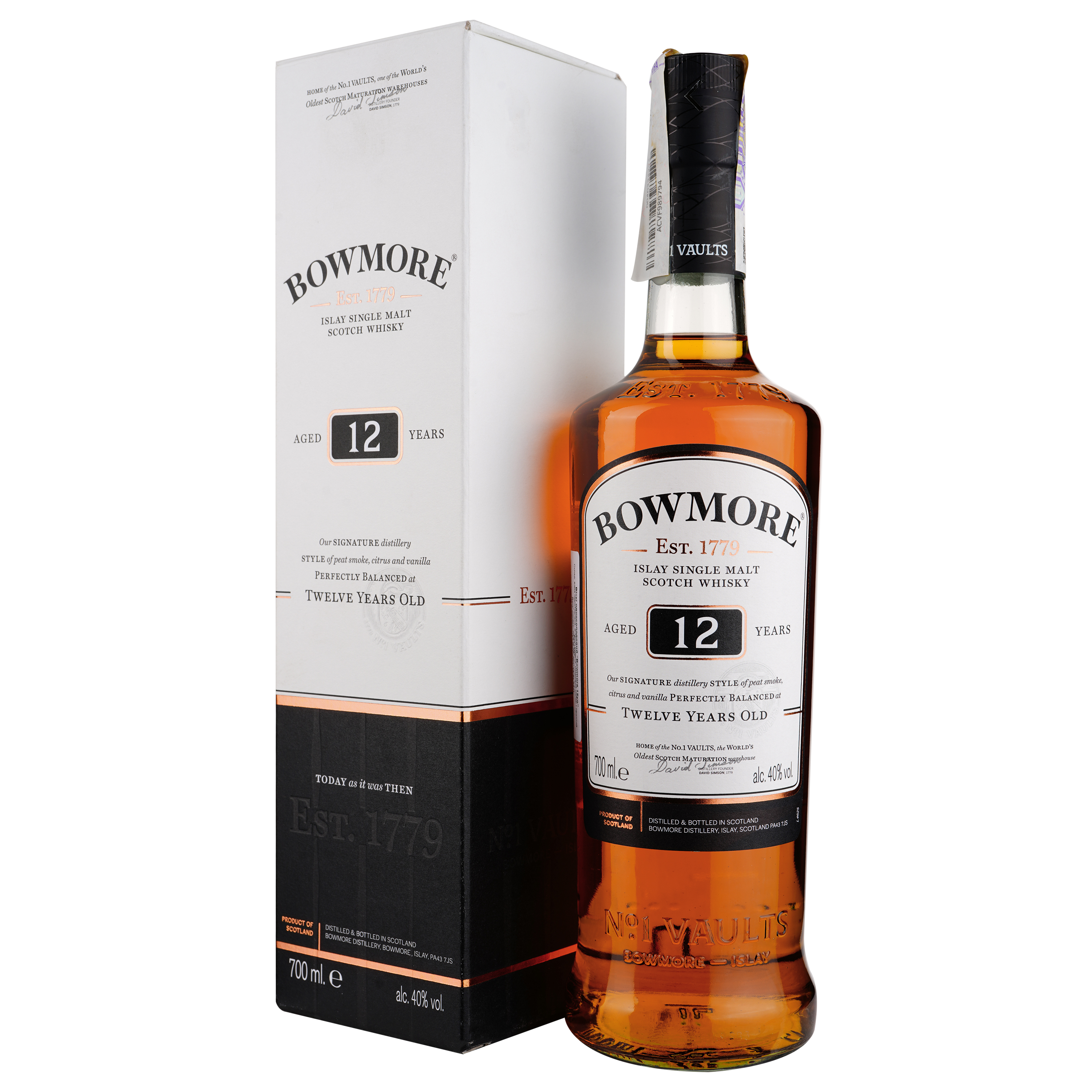 Виски Bowmore 12 yo Single Malt Scotch Whisky, 40%, 0,7 л - фото 1