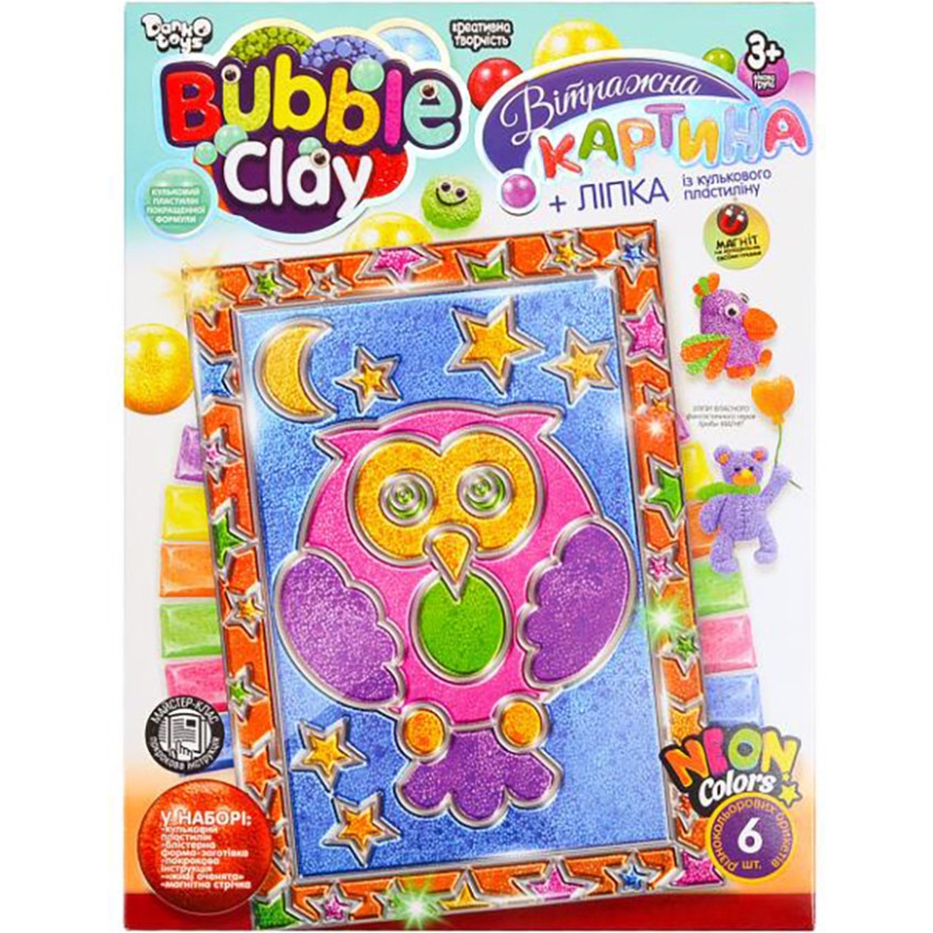 Набор креативного творчества Danko Toys Bubble Clay BBC-02-01U…-06U витражная картина Сова - фото 1