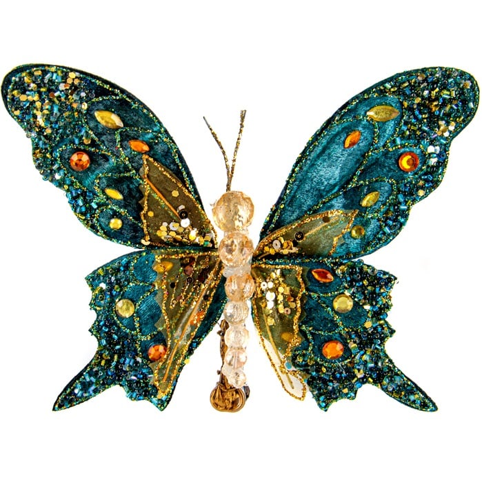 Ялинкова прикраса Lefard Метелик, 7х9 см, бірюзовий (66-180) - фото 1