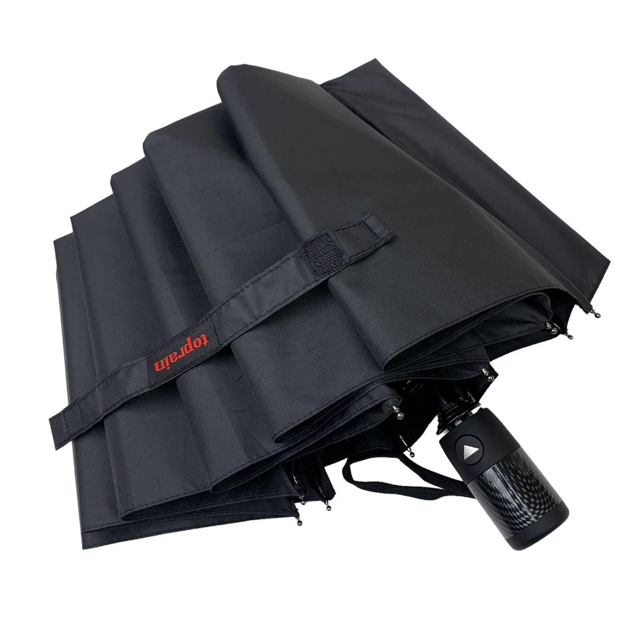 Мужской складной зонтик полуавтомат Toprain 98 см черный - фото 6