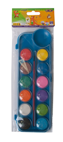 Акварельные краски ZiBi, с кисточкой, 12 цветов, синий (ZB.6559-02) - фото 1