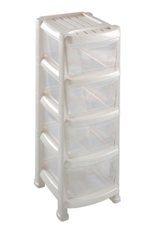 Комод-органайзер пластиковый с 4 выдвижными лотками Heidrun Professional, 29х38х78 см, белый (1521) - фото 1