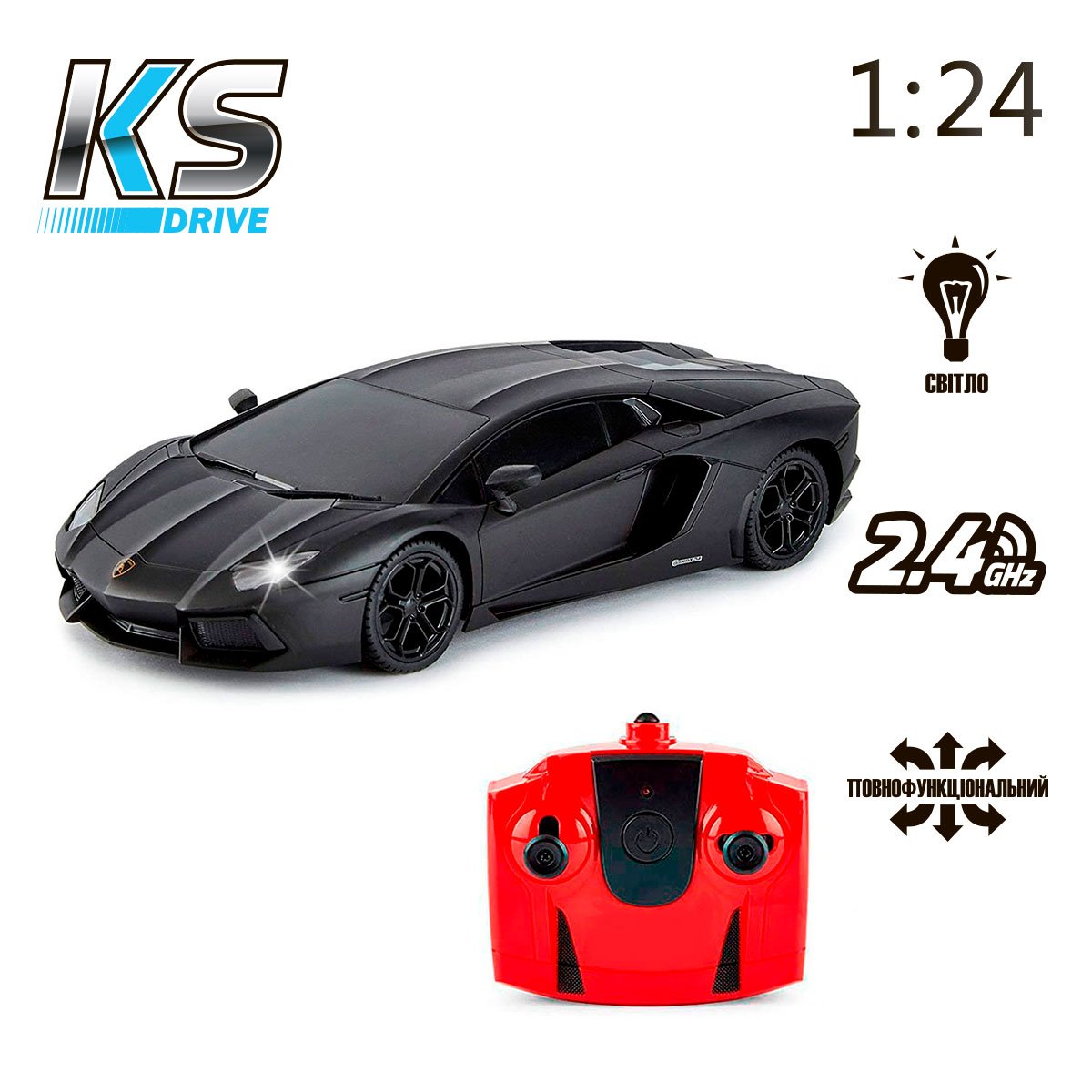 Автомобиль KS Drive на р/у Lamborghini Aventador LP 700-4, 1:24, 2.4Ghz черный (124GLBB) - фото 6