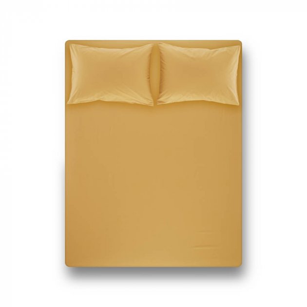 Простыня на резинке с наволочками Penelope Laura mustard, 200х200+70х50 (2) см, хлопок, желтый (svt-2000022278102) - фото 1