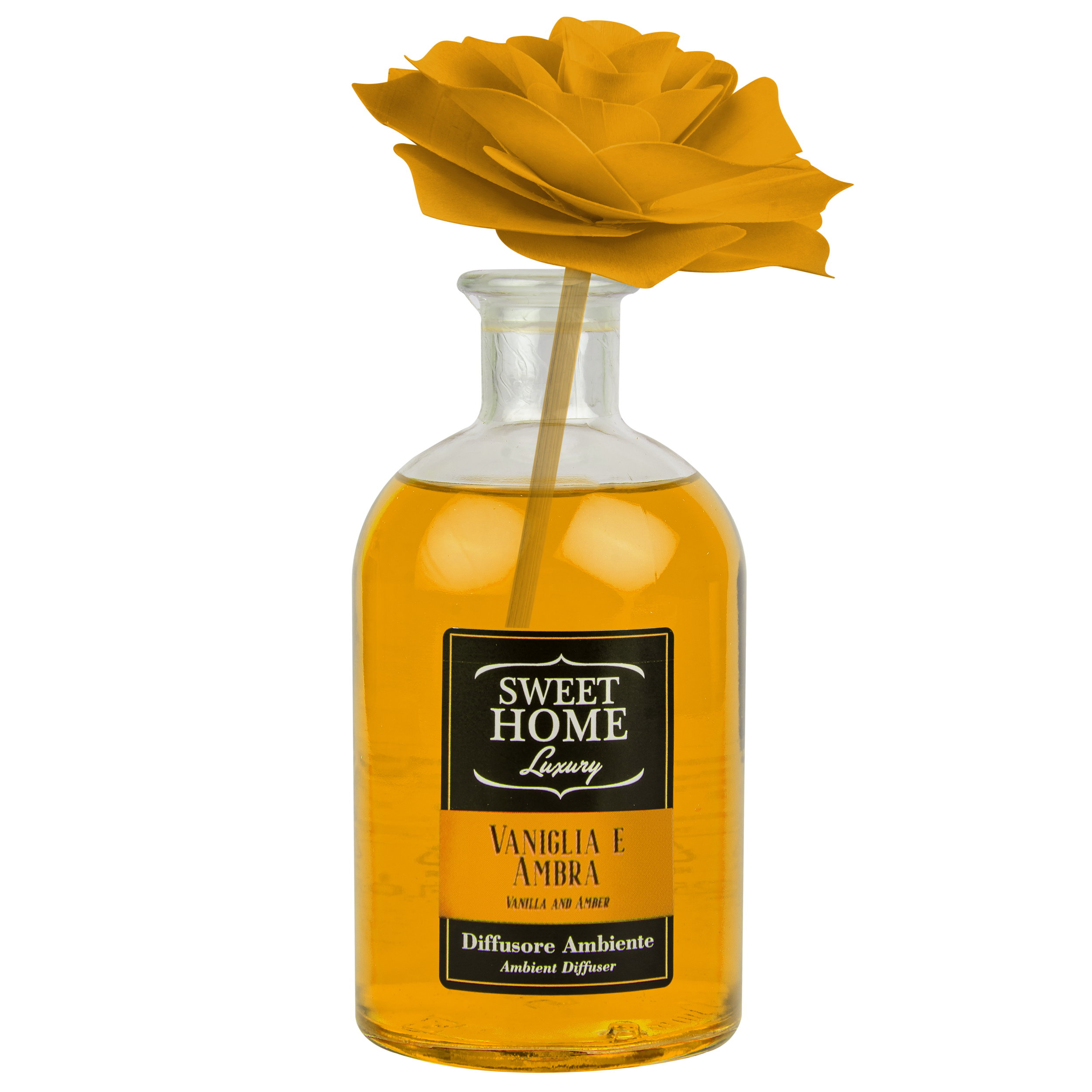 Аромадифузор Sweet Home Luxury Ваніль та бурштин з жовтою трояндою, 250 мл (SACLRYe250) - фото 1