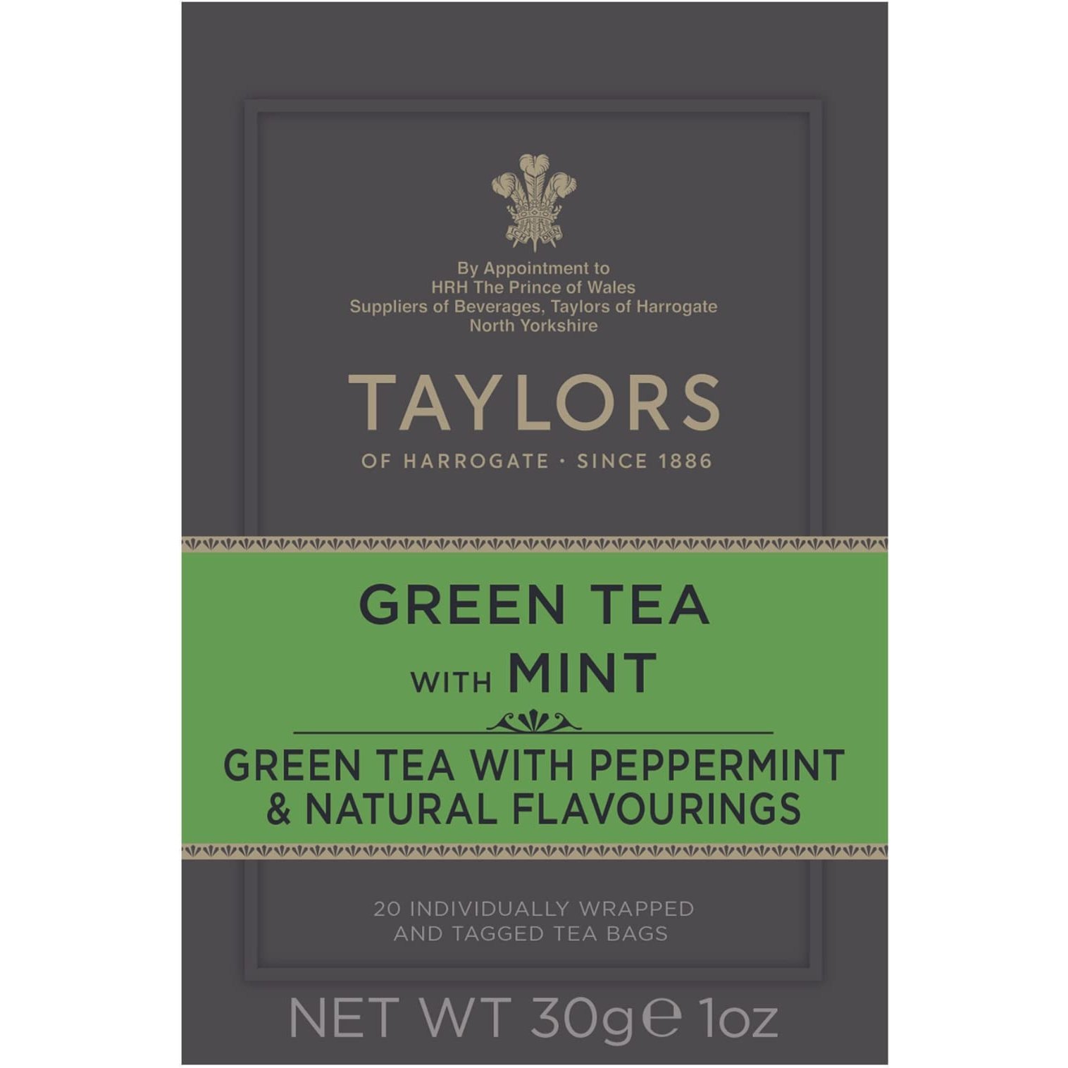 Чай зелений Taylors of Harrogate Green Tea With Mint з м'ятою 20х1.5 г - фото 1