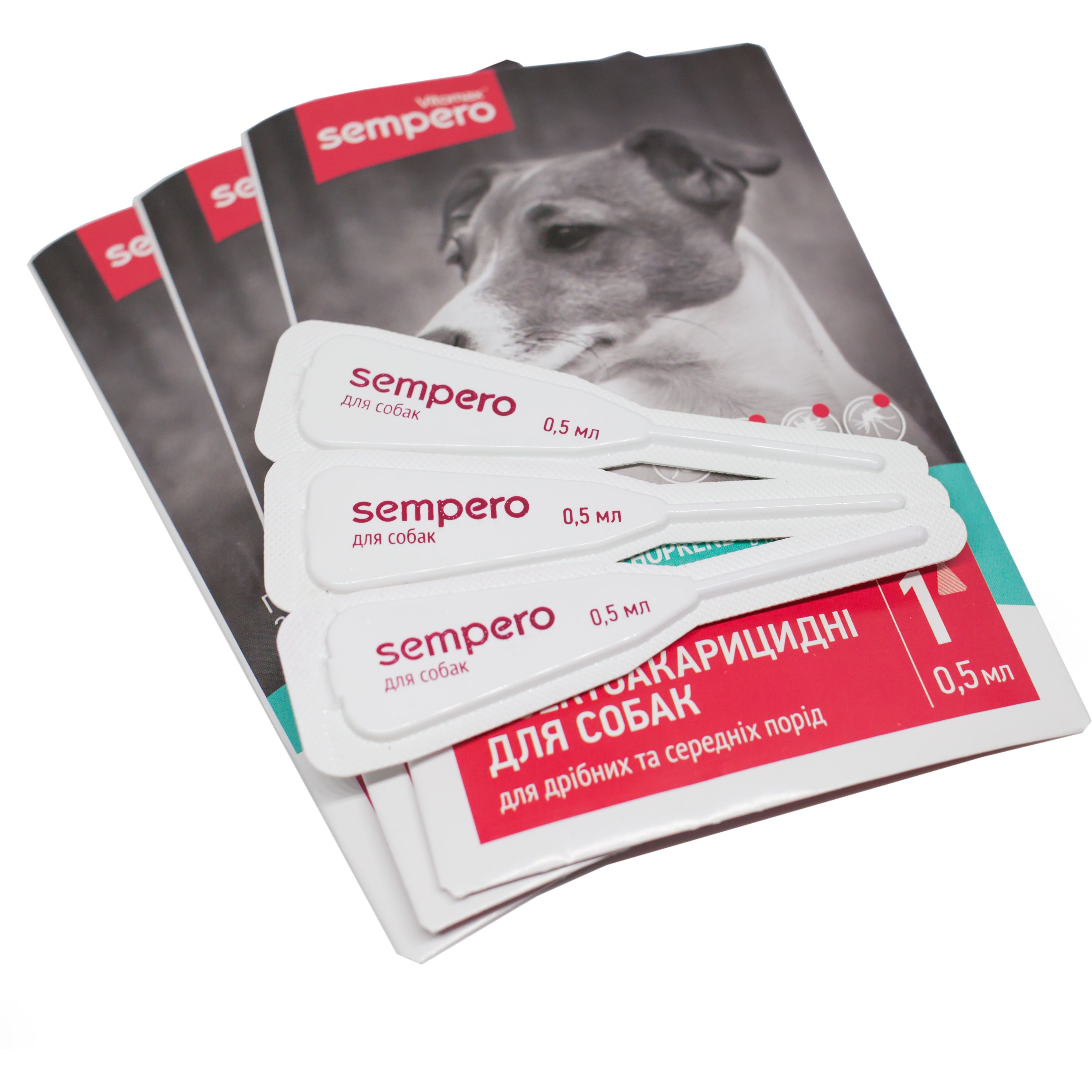 Краплі на холку Vitomax Sempero протипаразитарні для собак 3-25 кг, 0.5 мл, 3 піпетки - фото 2