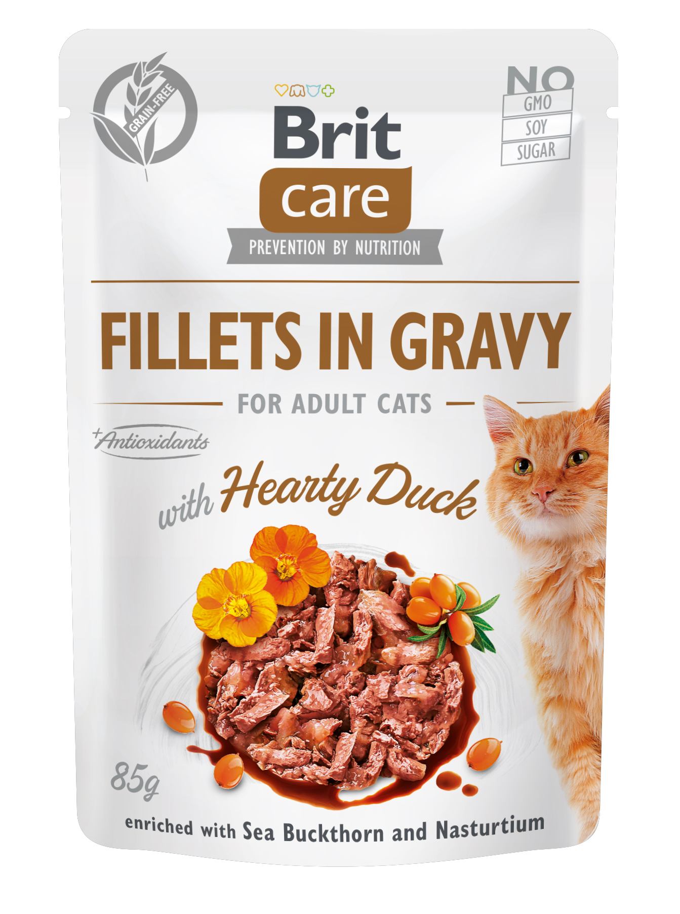Беззерновой влажный корм для кошек Brit Care Cat pouch, с уткой, 85 г - фото 1