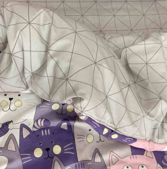 Комплект детского постельного белья Прованс Котики Лиловые, полуторный, 3 единицы (21450) - фото 3