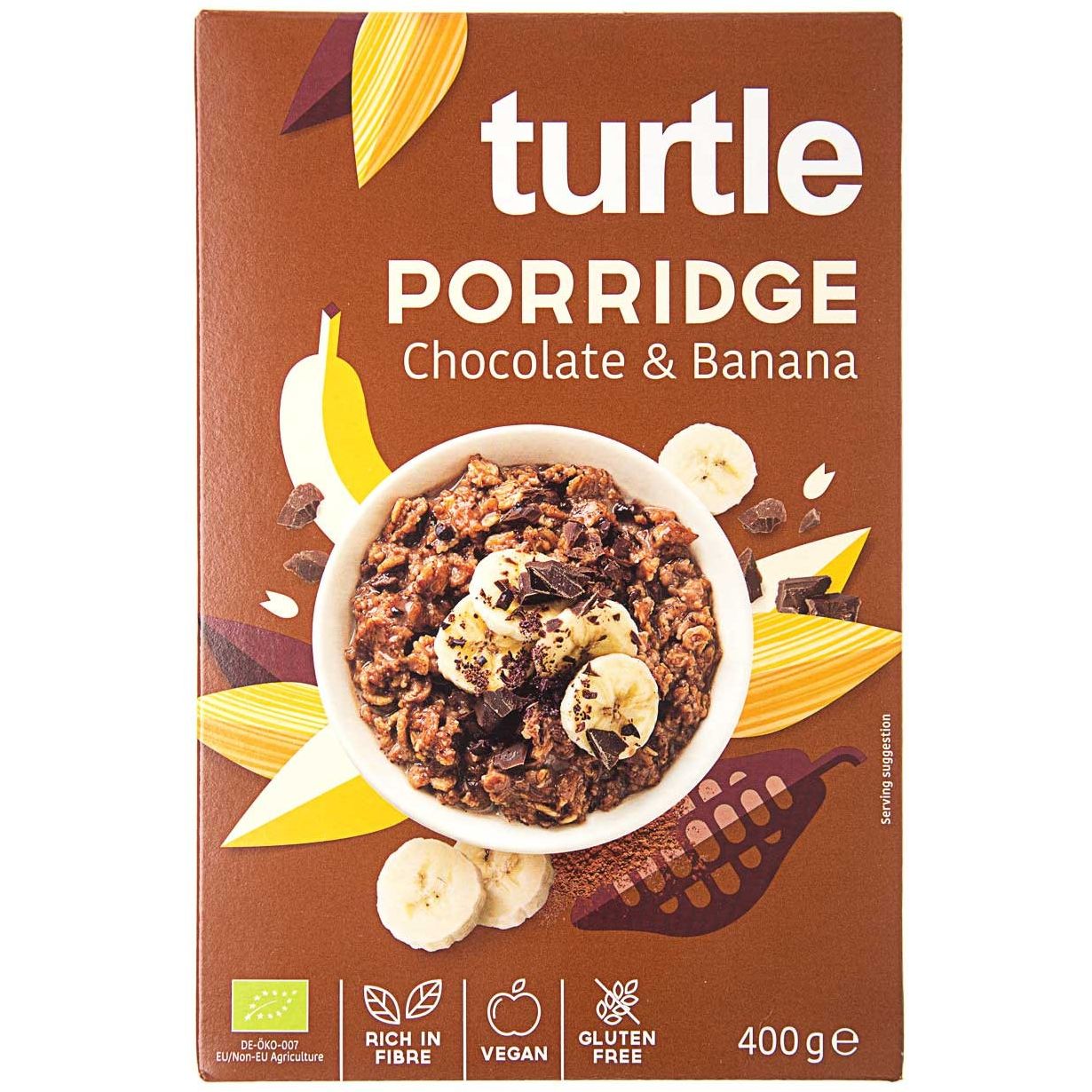 Каша овсяная Turtle с шоколадом и бананом, без глютена, органическая, 400 г - фото 1