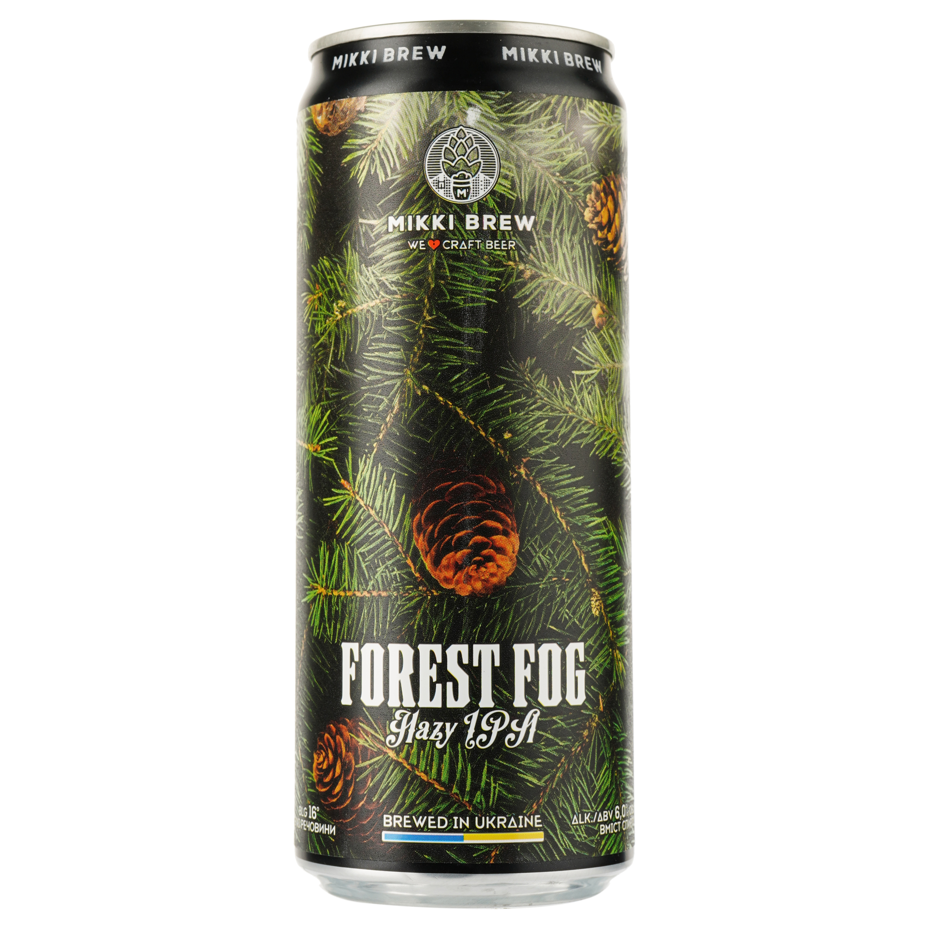 Пиво Mikki Brew Forest Fog, світле, нефільтроване, 6%, з/б, 0,33 л - фото 1