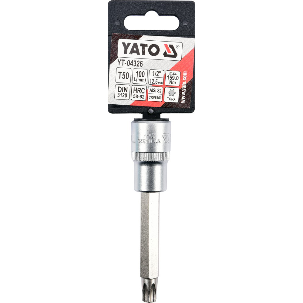 Головка торцевая Yato квадрат 1/2" TORX удлиненная Т50 L= 100 мм (YT-04326) - фото 3