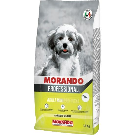 Сухий корм для дорослих собак малих порід Morando Professional з яловичиною 1.5 кг - фото 1