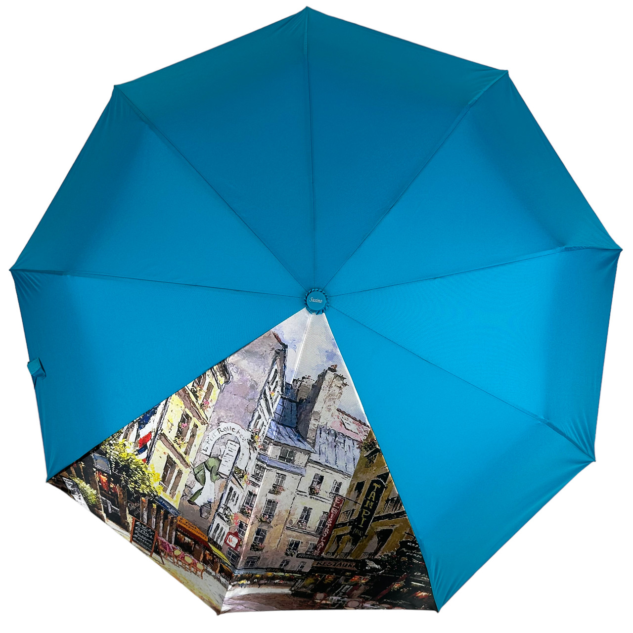 Женский складной зонтик полуавтомат Susino 96 см голубая - фото 3