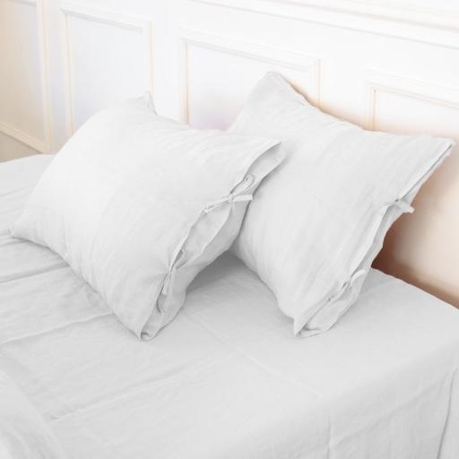 Комплект постельного белья MirSon Natural Linen Winter flower лен полуторный евро белый (2200008249199) - фото 4