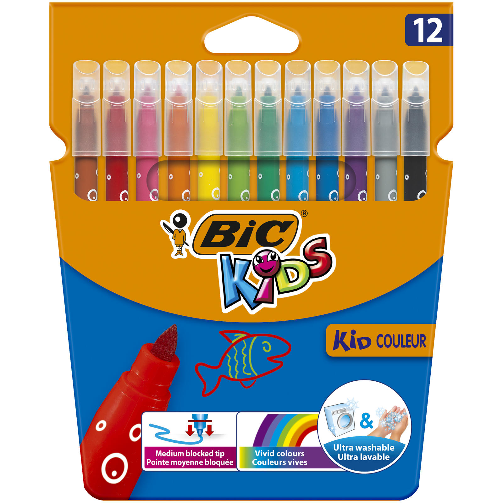 Фломастеры BIC Kids Couleur, 12 цветов (9202932) - фото 1