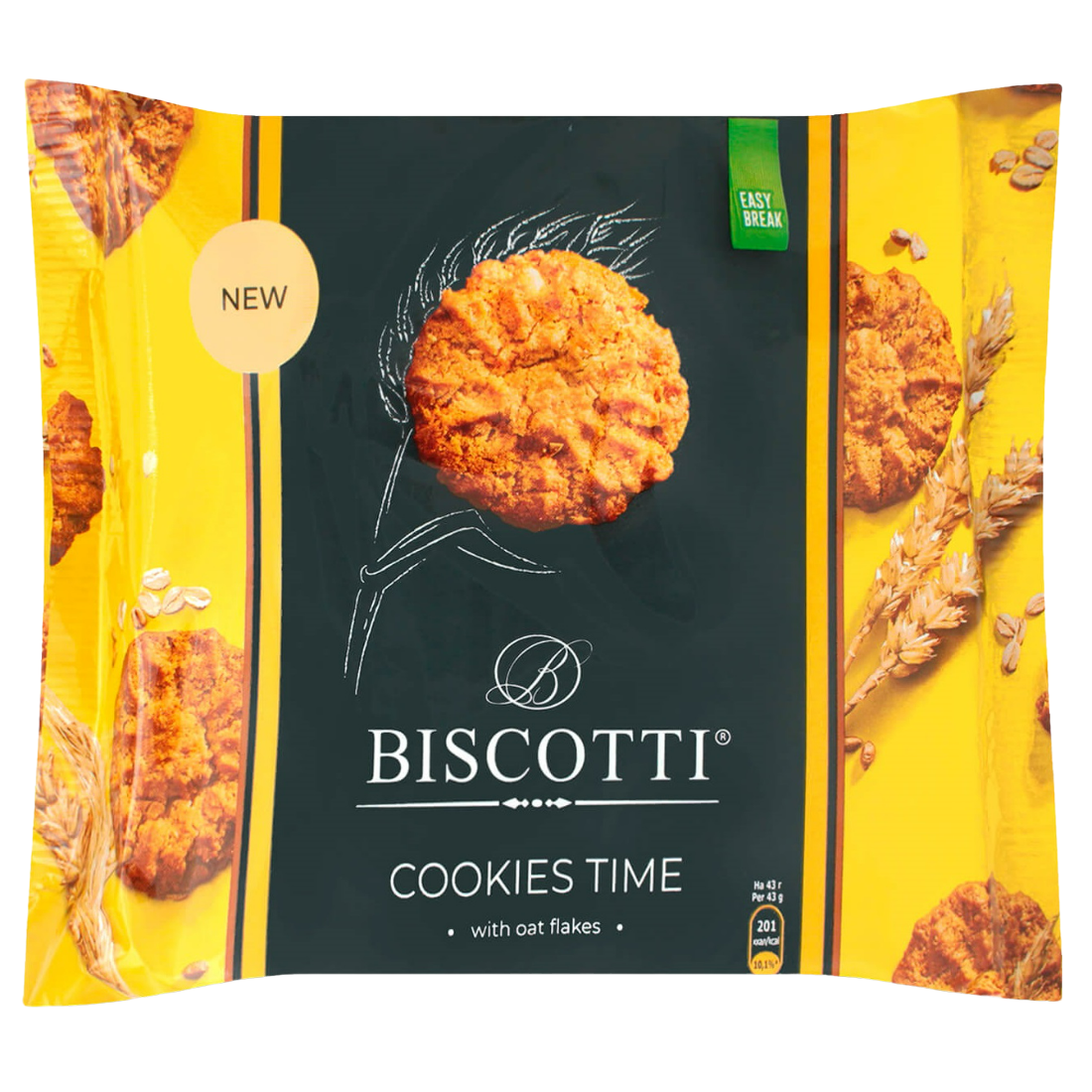 Печенье Biscotti Cookies time с овсяными хлопьями 170 г (800305) - фото 1