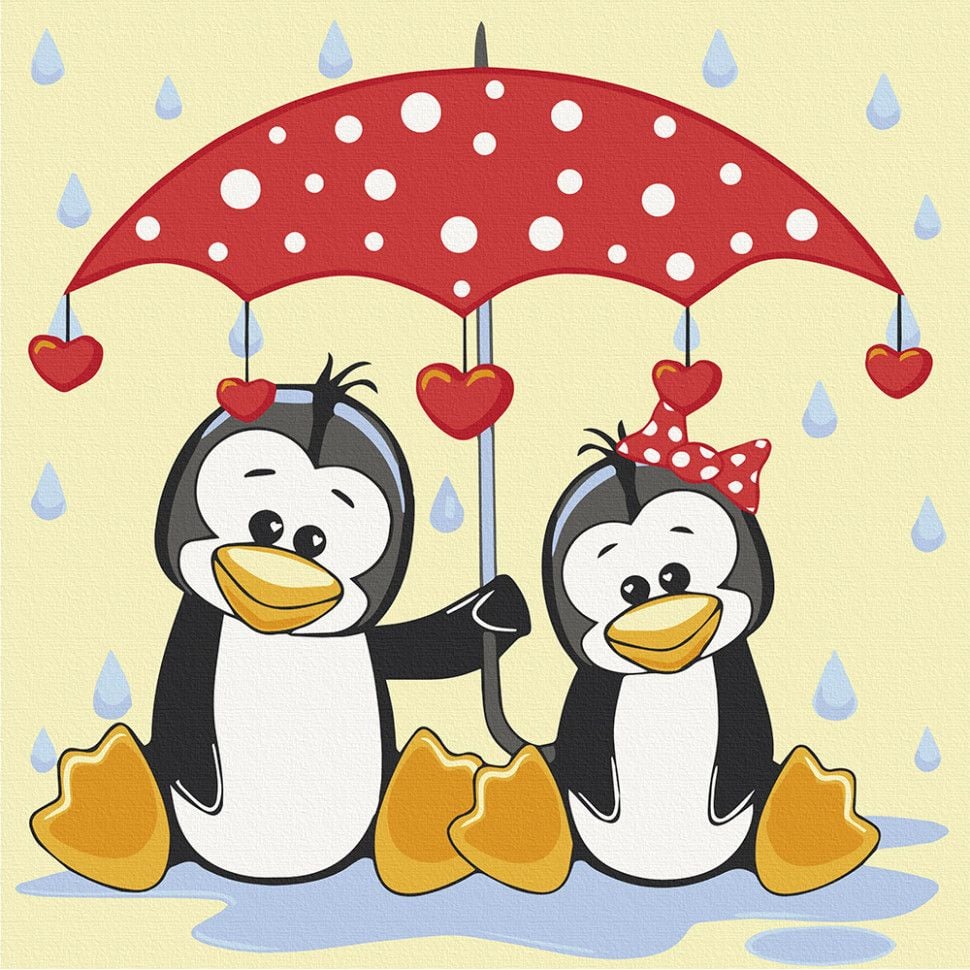 Картина по номерам ArtCraft Пингвины под зонтиком 30x30 см (15543-AC) - фото 1