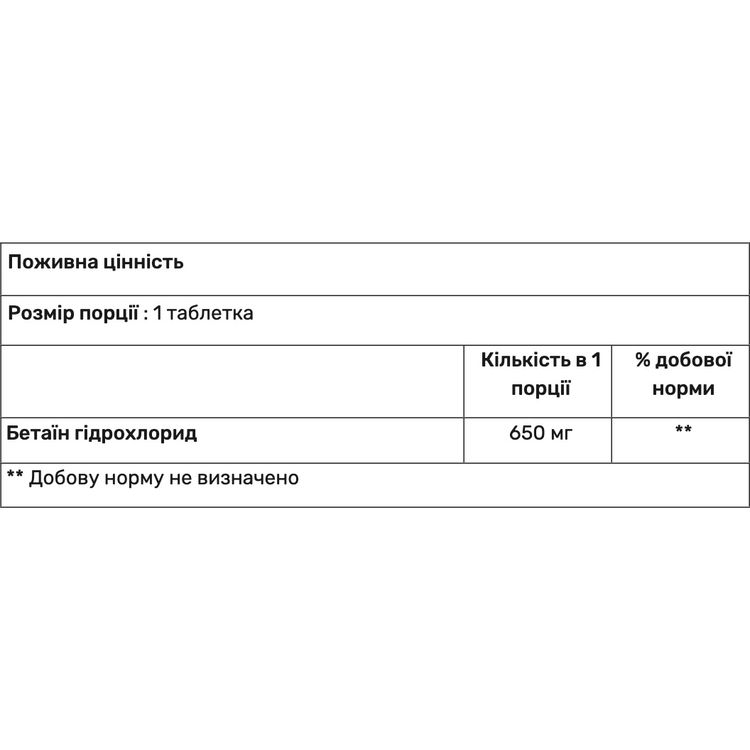 Бетаїн Гідрохлорид Haya Labs Betaine HCL 650 мг 90 таблеток - фото 2