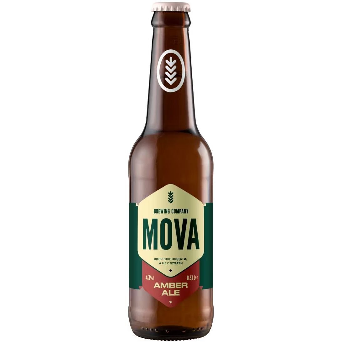 Пиво MOVA Amber Ale, напівтемне, нефільтроване, 4,3%, 0,33 л - фото 1