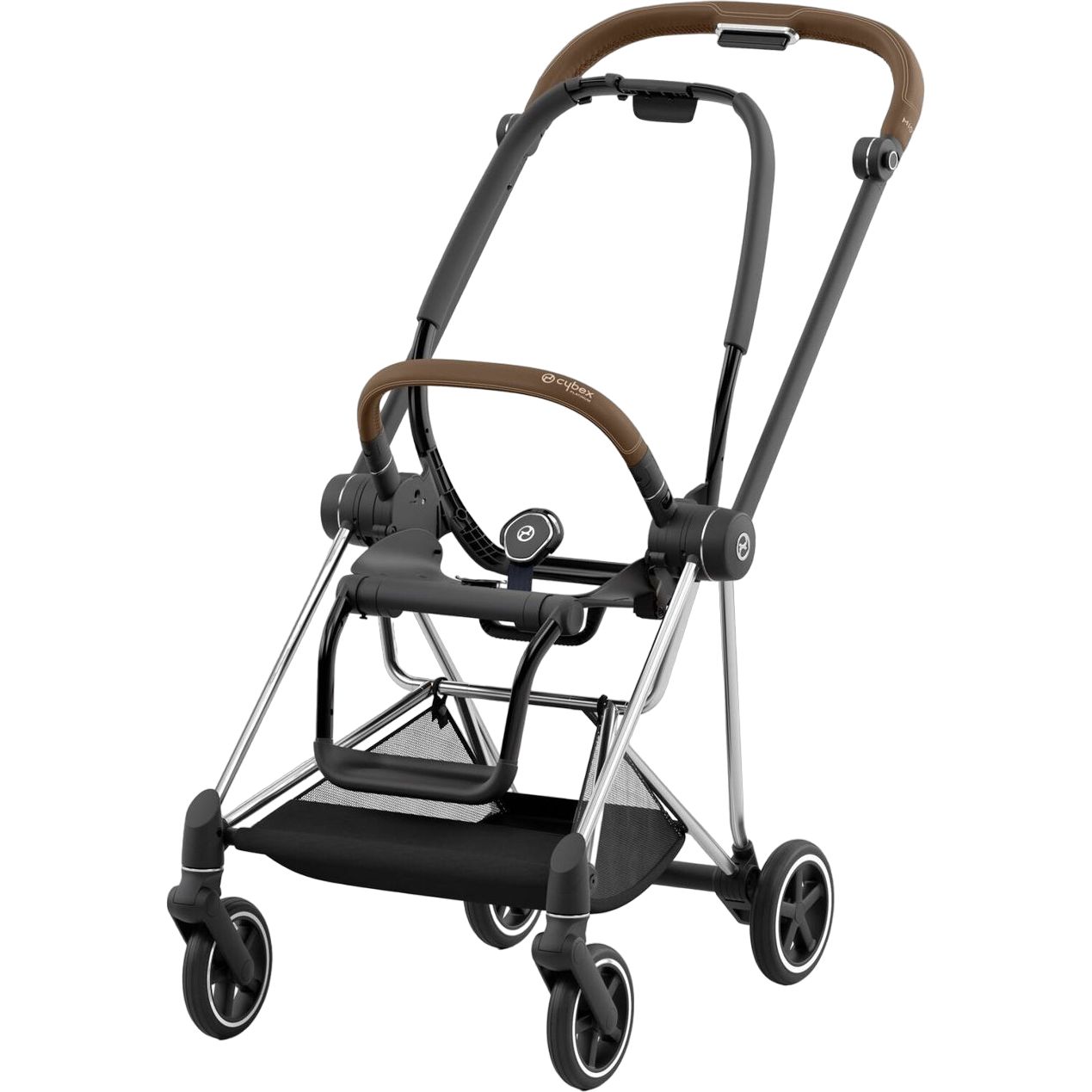 Люлька Cybex Mios Lux Simply flowers grey + Комплект текстиля для прогулочного блока Cybex Mios Simply Flowers Grey + Шасси для коляски Cybex Mios LS RBA Chrome Brown - фото 8