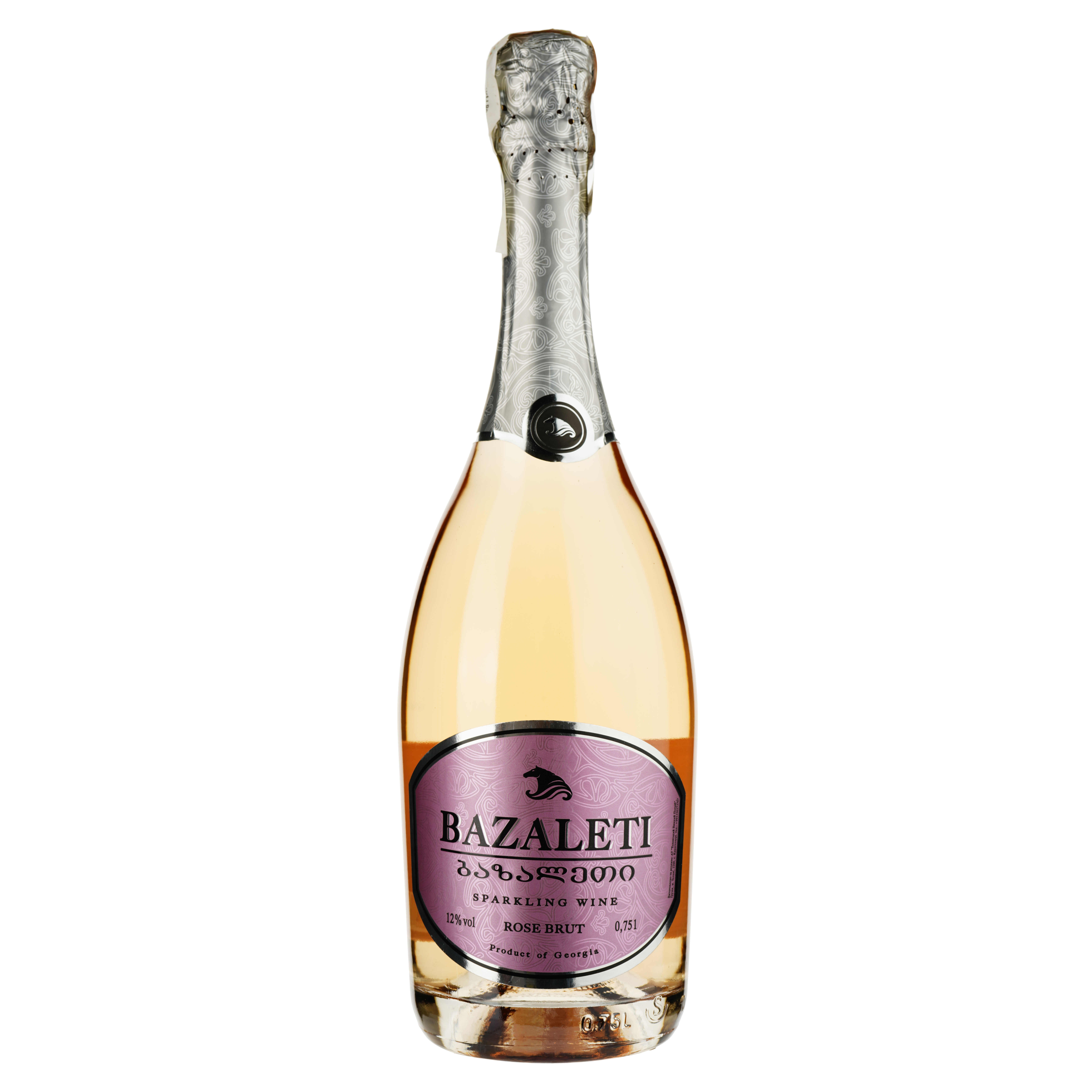 Вино игристое Bazaleti Rose Brut, розовое, брют, 12%, 0,75 л - фото 1