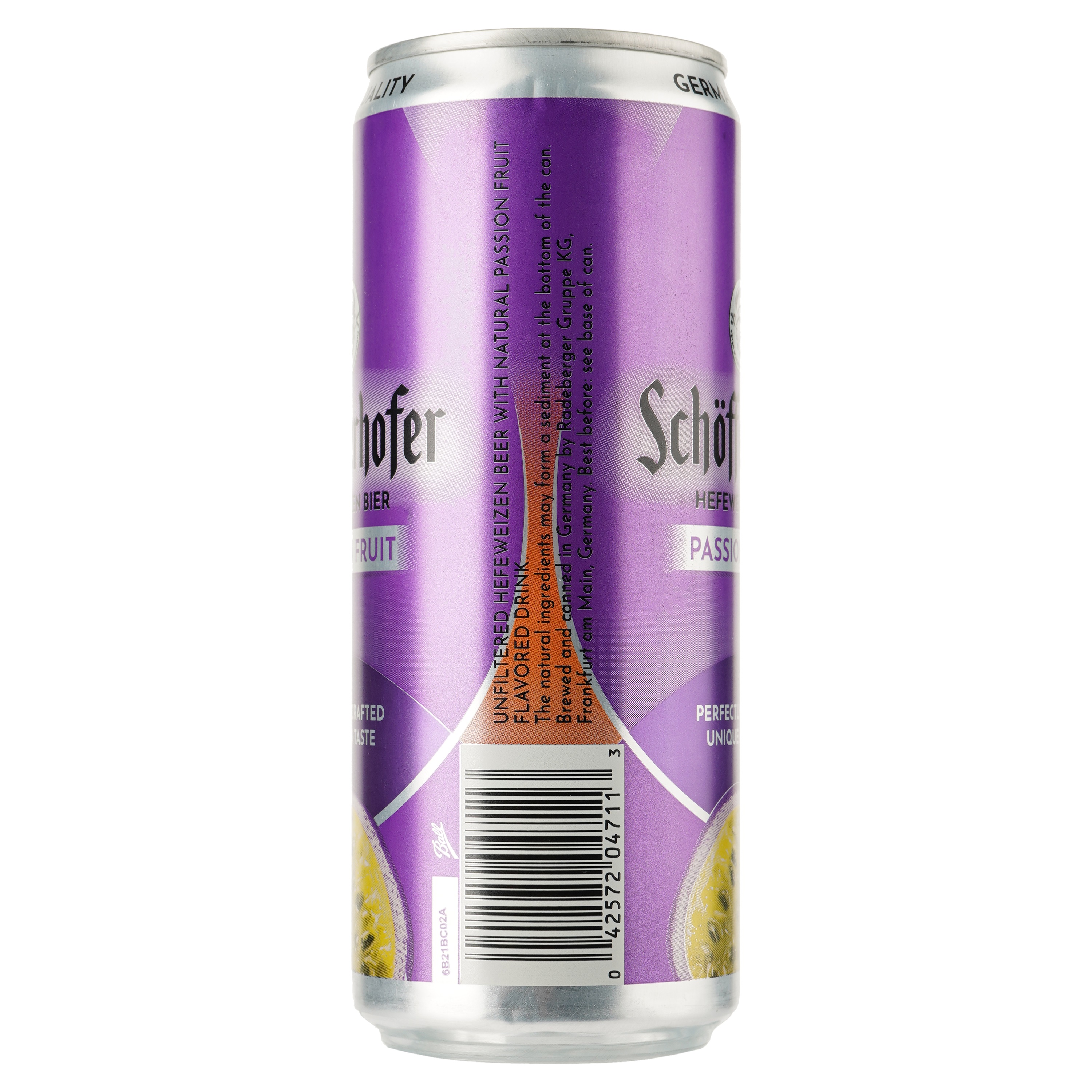 Пиво Schofferhofer Passion Fruit светлое нефильтрованное с соком, 2.5%, ж/б, 0.33 л - фото 2