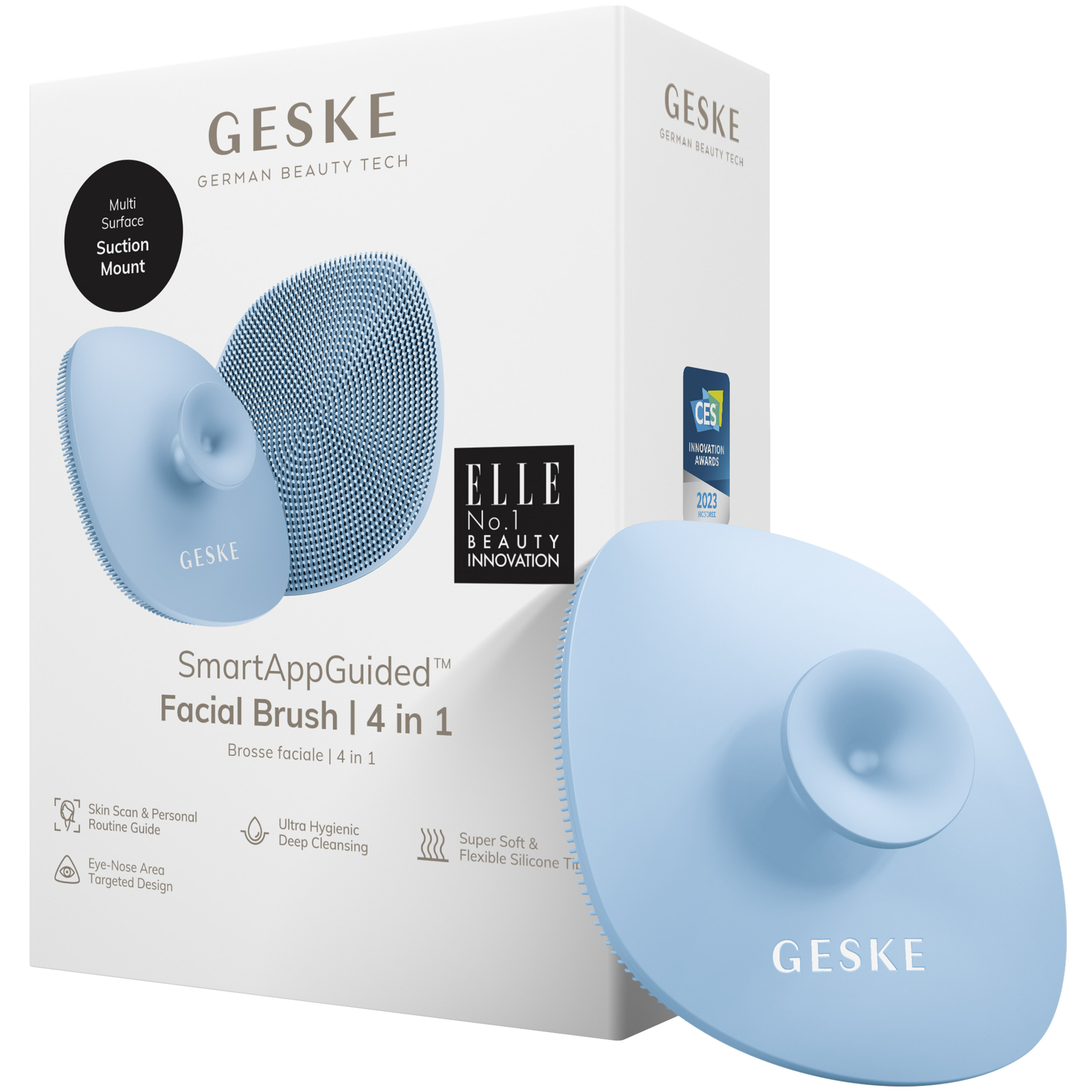 Щітка для обличчя GESKE Facial Brush 4 в 1 з тримачем аквамаринова - фото 1