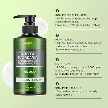 Шампунь для волосся Kundal Tea Tree & Macadamia Deep Cleansing Shampoo Cherry Blossom проти лупи з ароматом вишневого цвіту натуральний 500 мл - фото 2