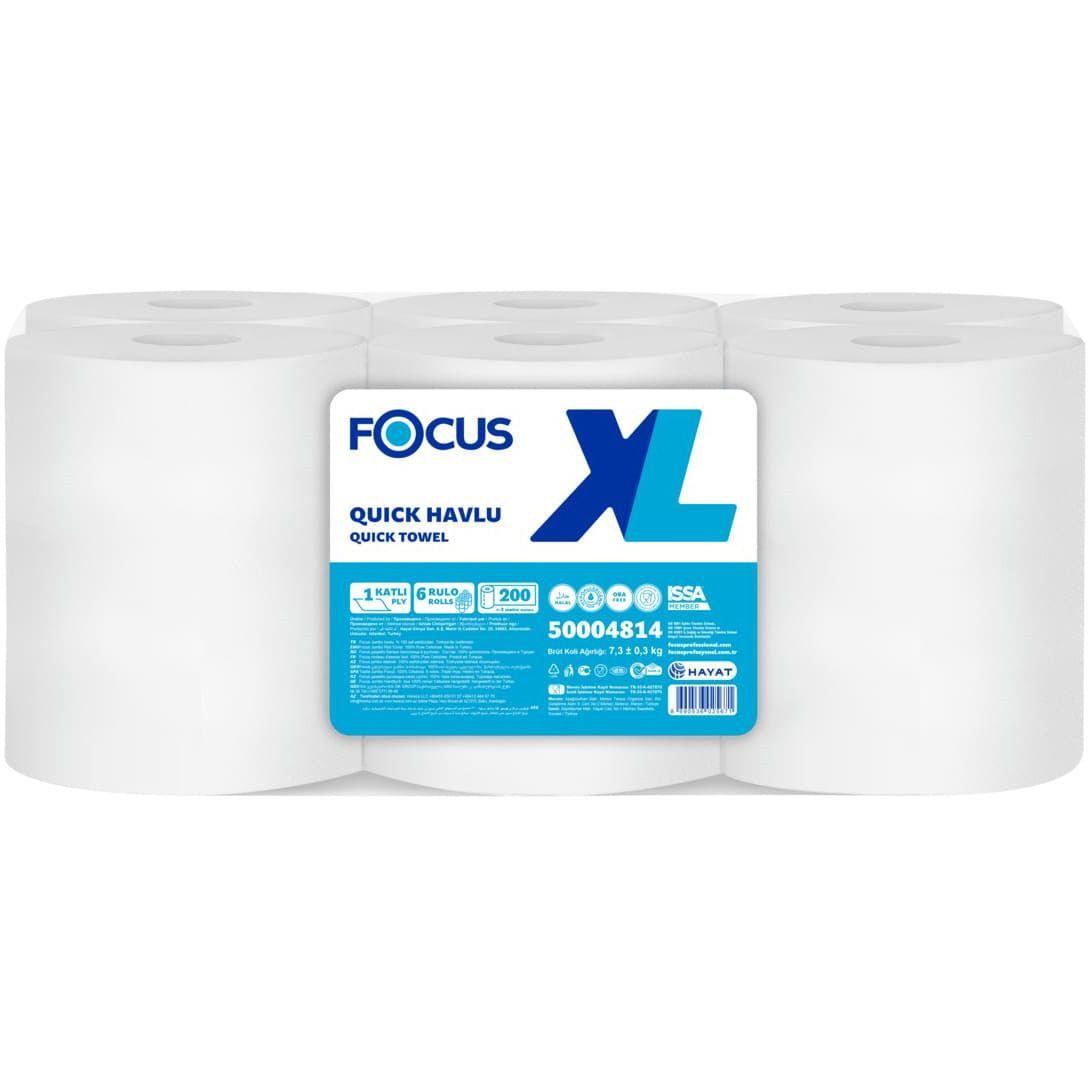 Бумажные полотенца Focus XL Quick 200 Autocut однослойные 6 рулонов - фото 1