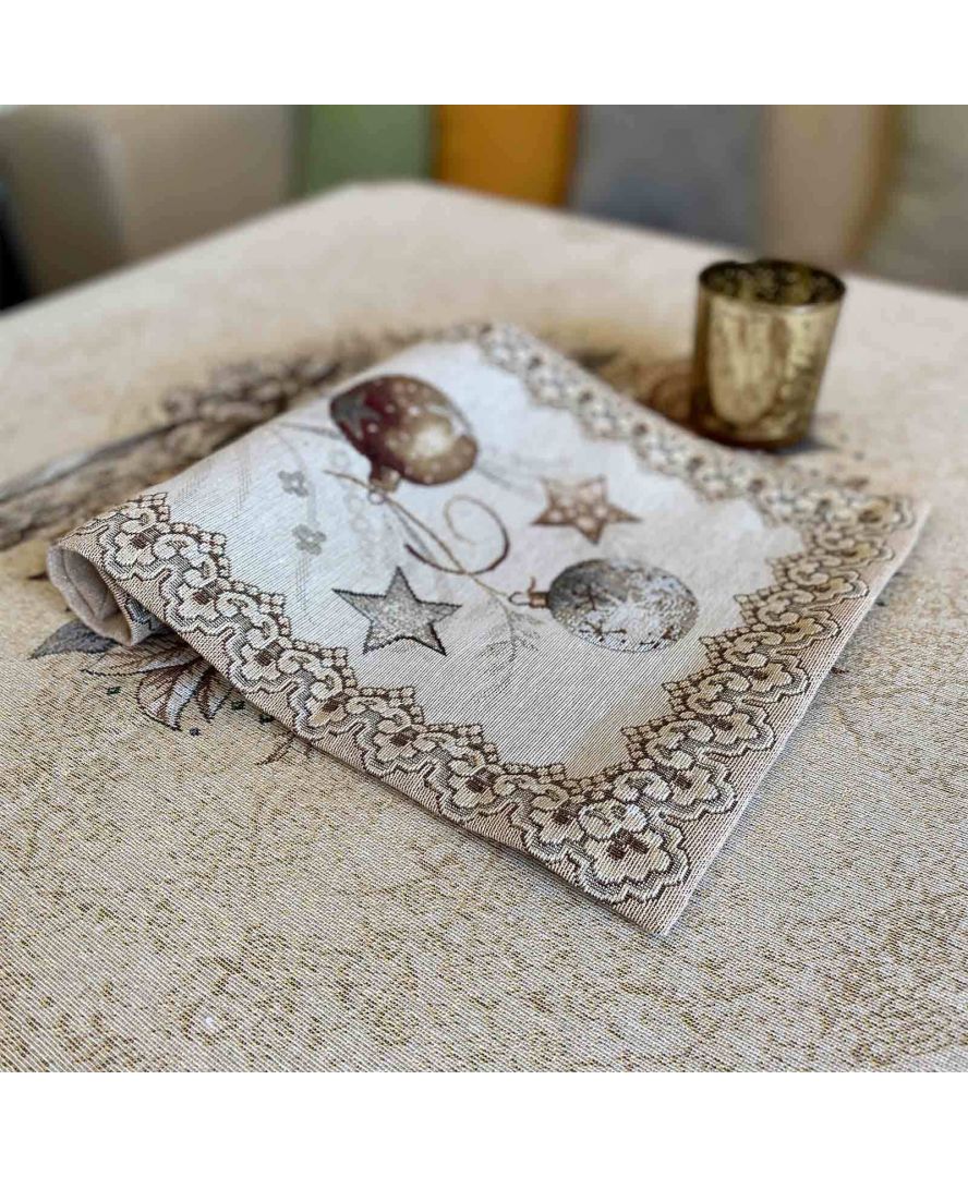 Серветка на стіл Прованс Золоті свята, 50х30 см, бежевий (16190) - фото 3