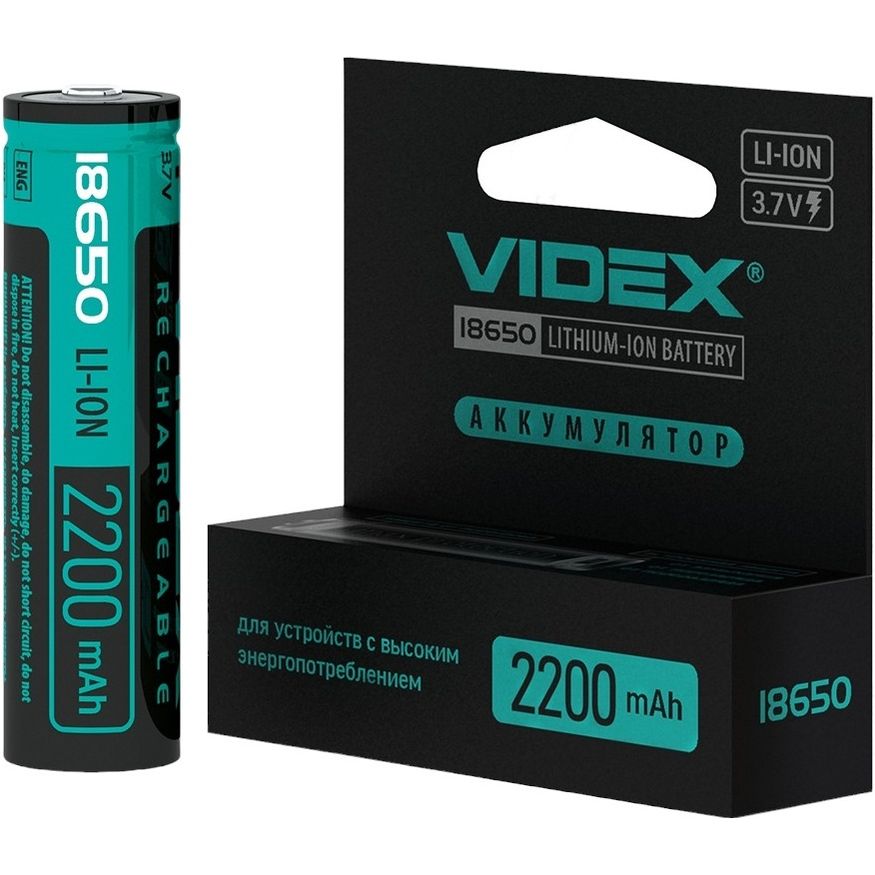 Аккумулятор Videx Li-ion 18650-P с защитой 2200 mAh color box 1 шт. (18650-P/2200/1CB) - фото 1