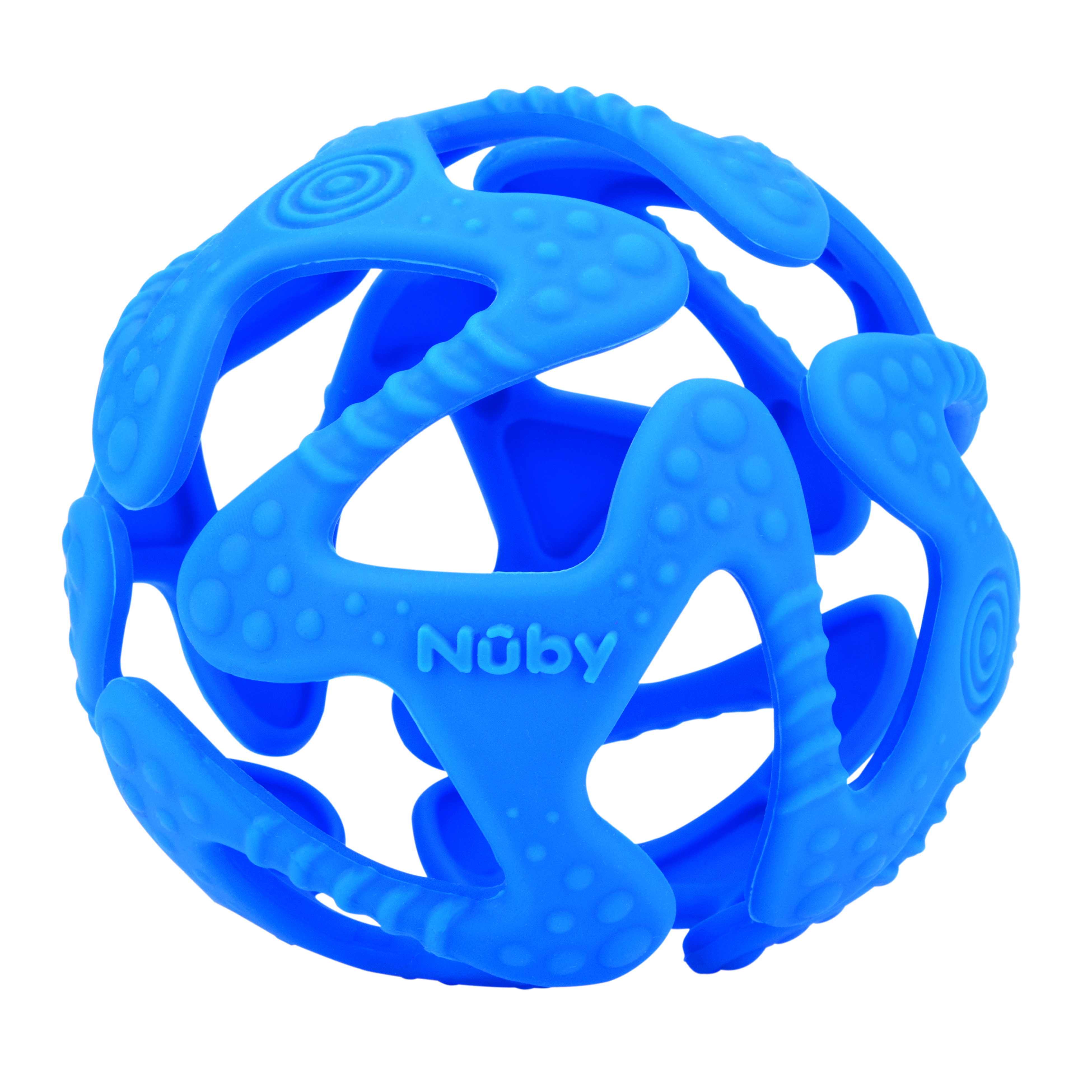 Силиконовый прорезыватель Nuby Tuggy Teething Ball Мячик, синий (6836blue) - фото 1