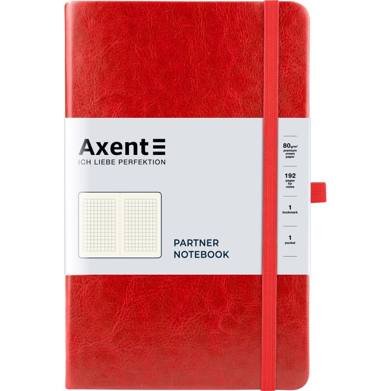 Книга записна Axent Partner Lux A5- в клітинку 96 аркушів червона (8202-06-A) - фото 1