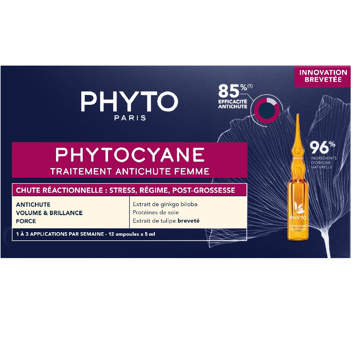 Засіб проти випадання волосся Phyto Phytocyane Anti Hair Loss Reactional Treatment Women, 12 шт х 5 мл (PH1002011P4) - фото 3