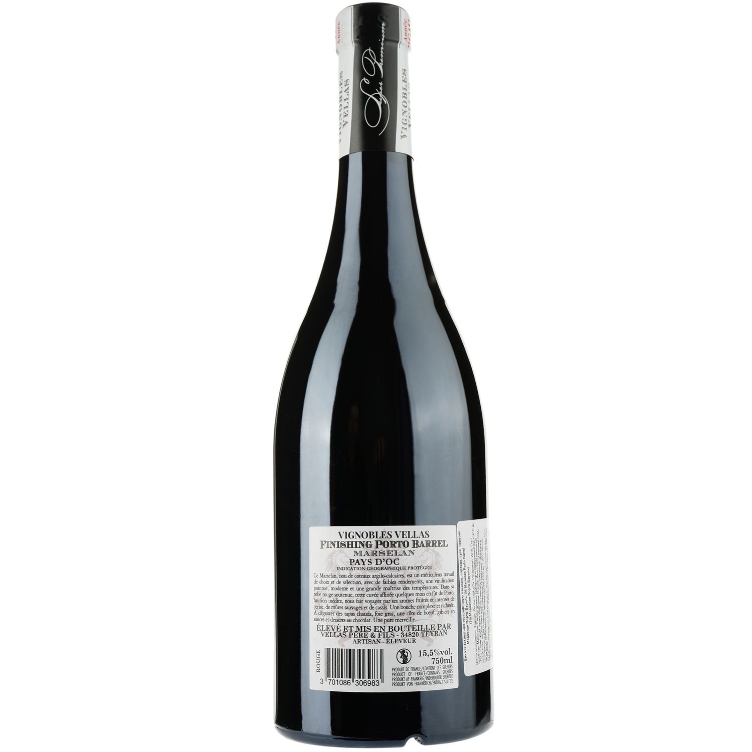 Вино Vignobles Vellas Porto Barrel Marselan IGP Pays D'Oc, червоне, сухе, 0,75 л - фото 2