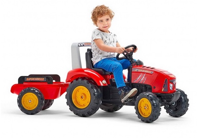 Детский трактор на педалях с прицепом Falk 2020AB, красный (2020AB) - фото 2