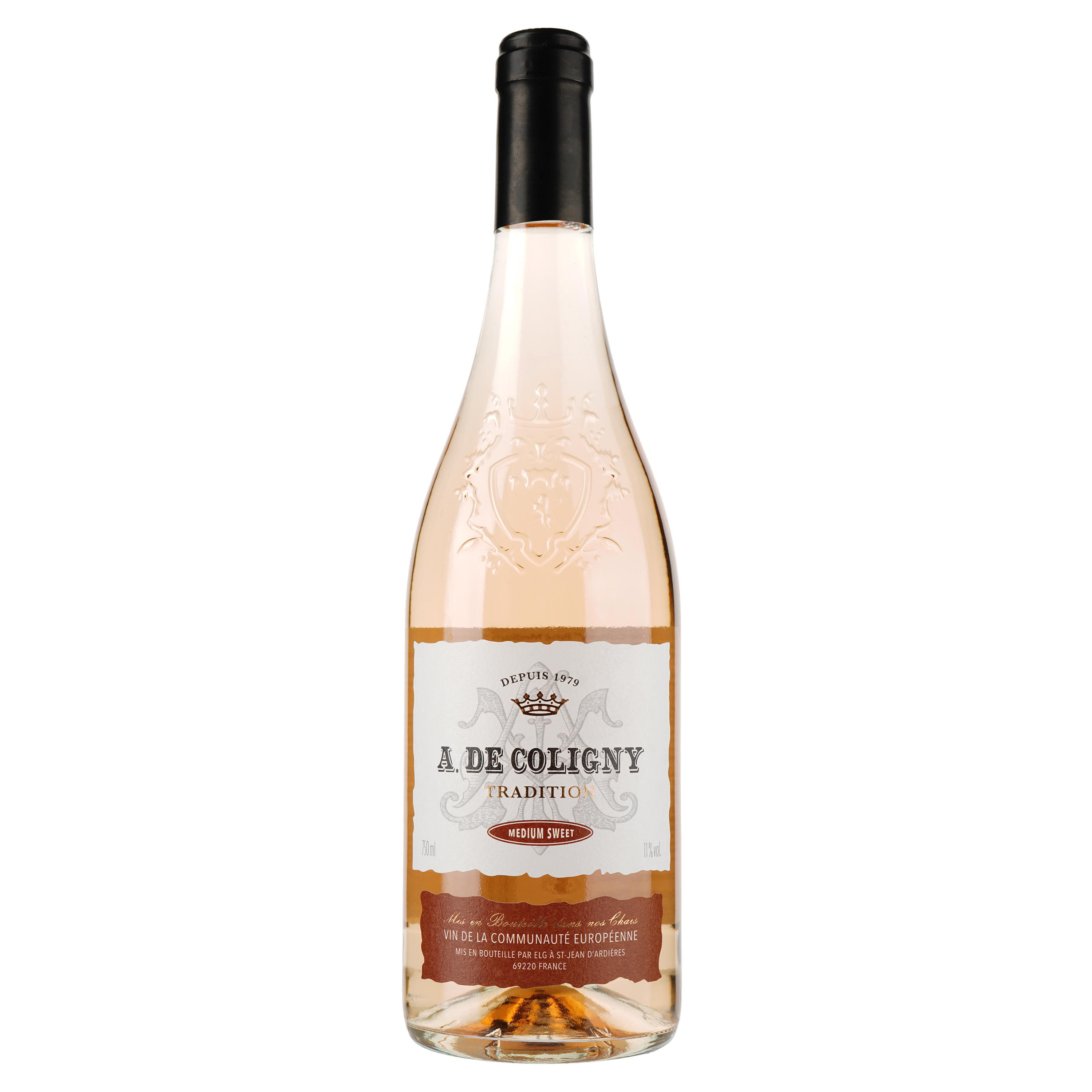 Вино A. De Coligny Rose Medium Sweet, рожеве, напівсолодке, 11%, 0,75 л - фото 1