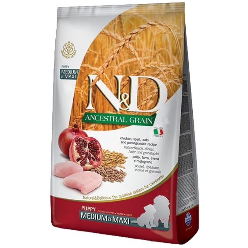 Сухий корм для цуценят середніх та великих порід Farmina N&D Low Grain Dog Chicken&Pomegranate Puppy Medium&Maxi, курка та гранат, 12 кг - фото 1
