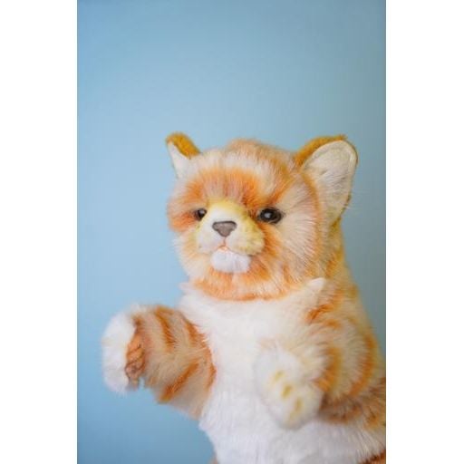 М'яка іграшка на руку Hansa Puppet Імбирний кіт, 30 см, білий з помаранчевим (7182) - фото 5
